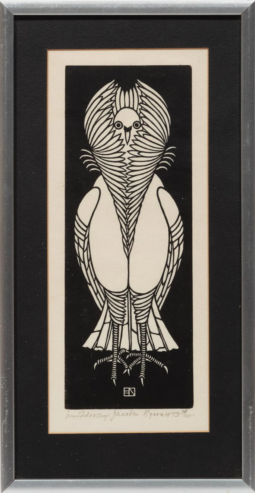 Jacques Hnizdovsky, Jacobin Pigeon, 1973, linocut print