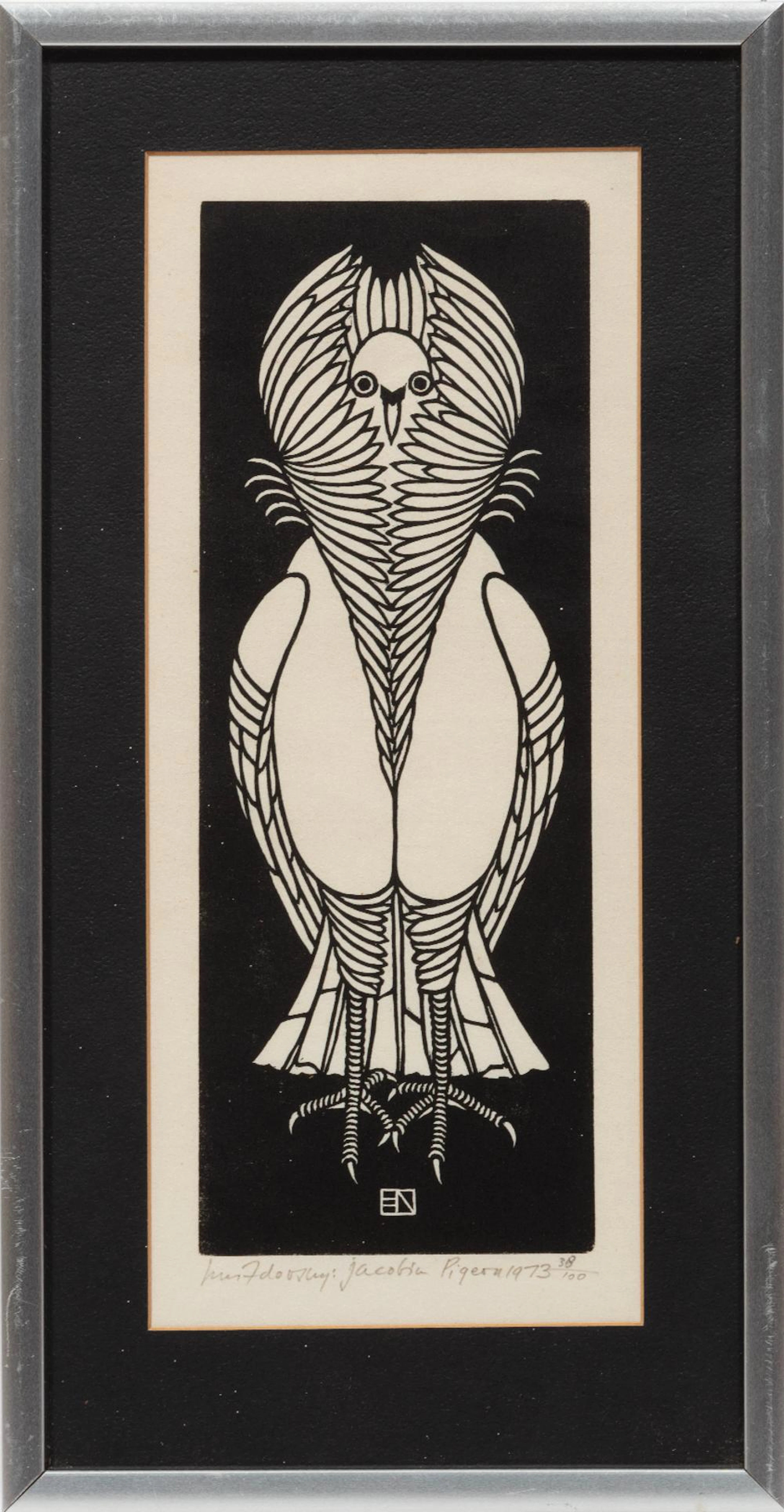 Jacques Hnizdovsky, Jacobin Pigeon, 1973, linocut print