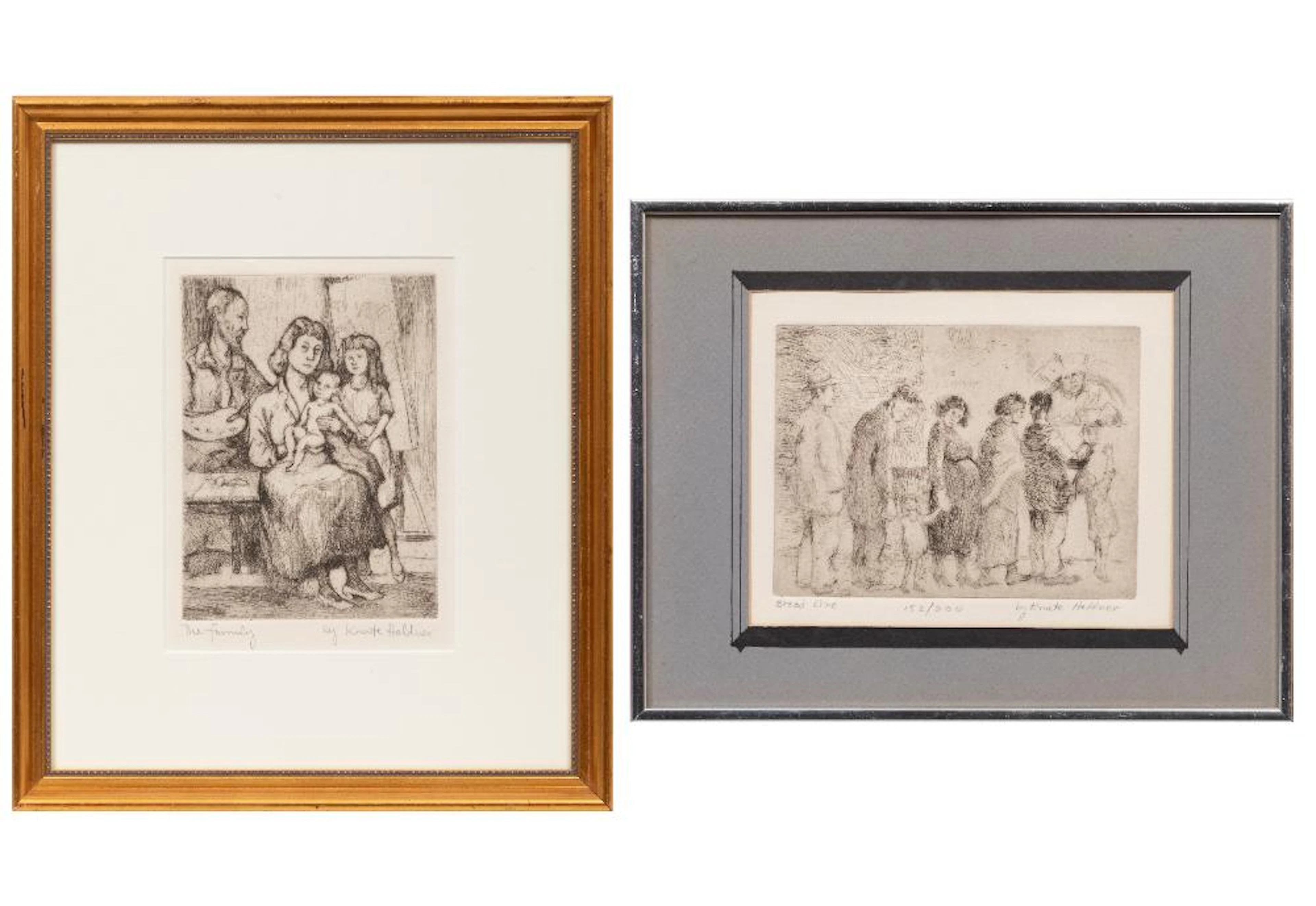 Two After Knute Heldner Etchings on Paper, Bread Line and The Family