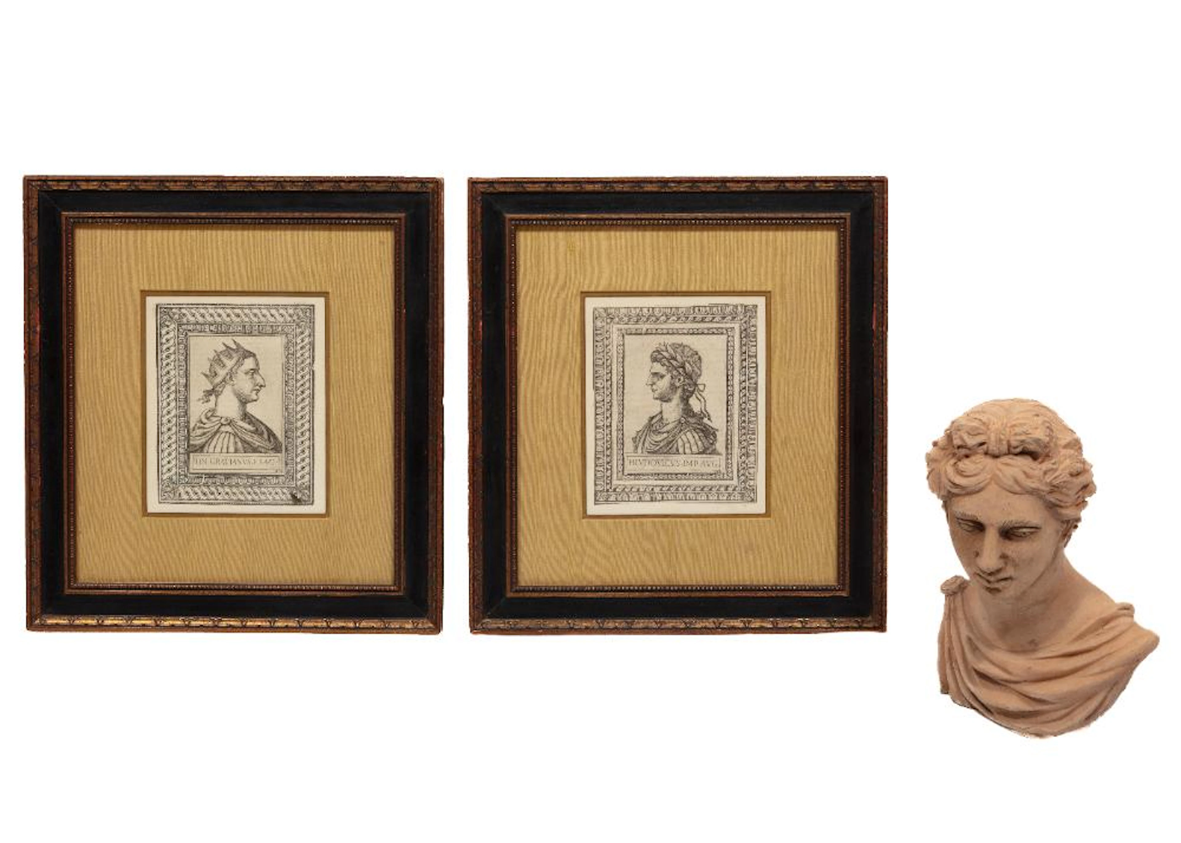 Group of Two After Giovanni Battista de Cavalieri Engravings and Bust of Apollo