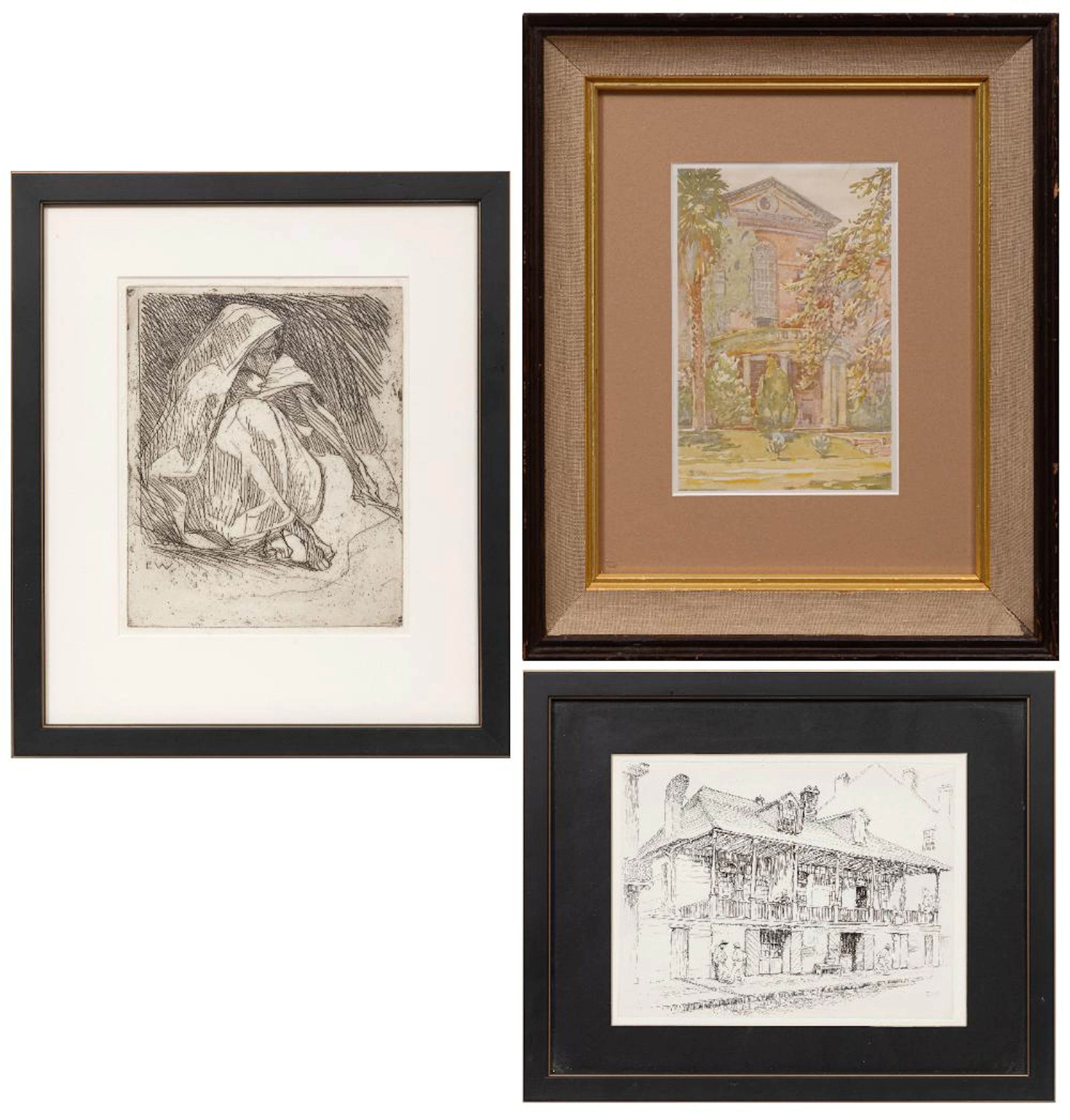 Group of Three Ellsworth Woodward Prints Including a Color Lithograph
