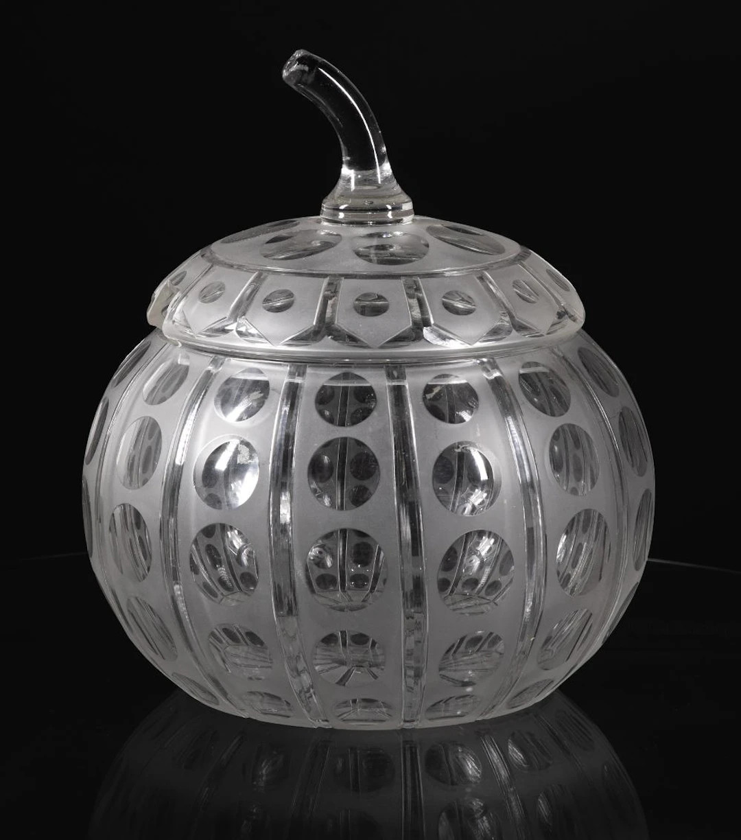 American Frosted and Cut Crystal Lidded Punch Bowl