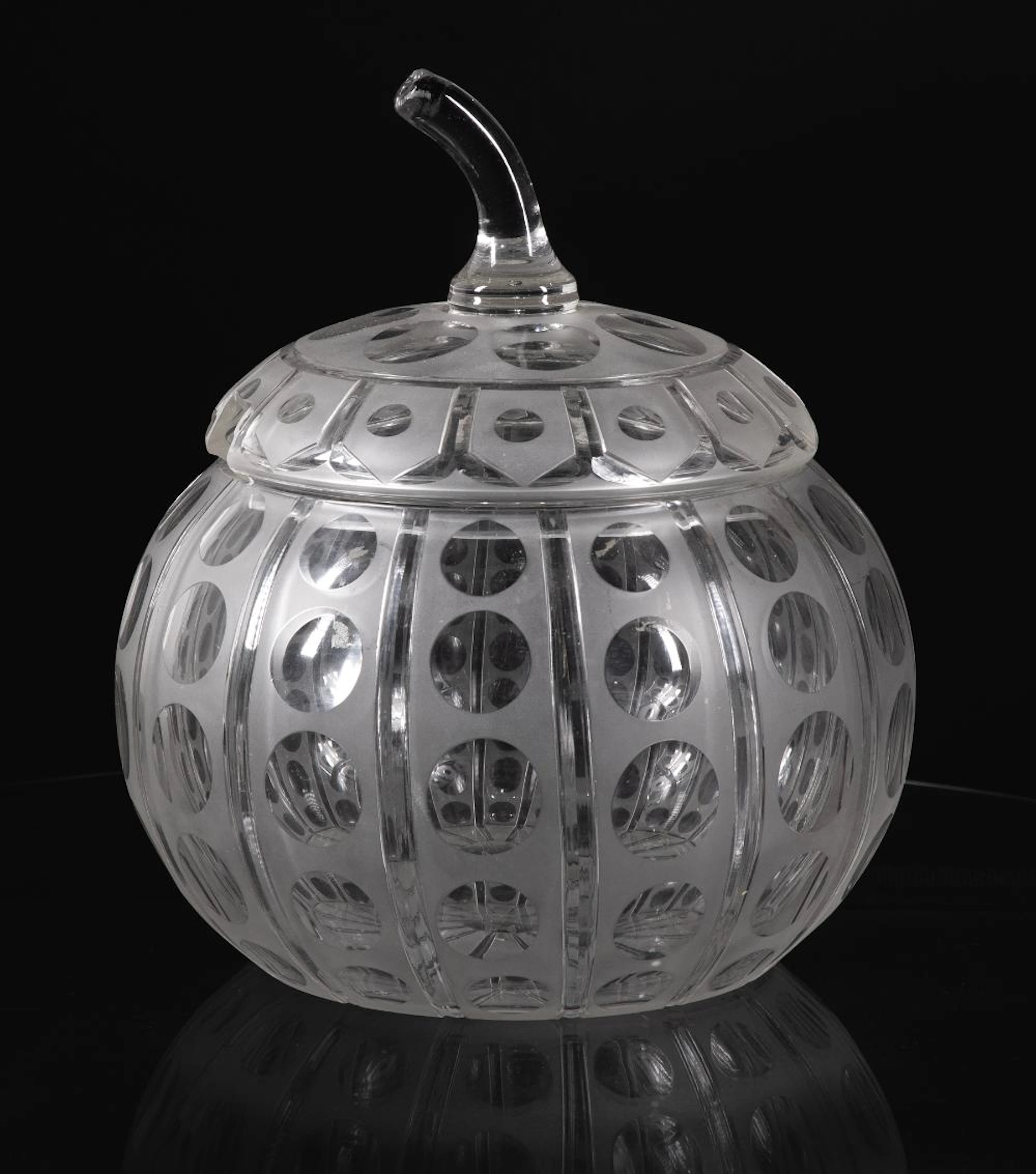 American Frosted and Cut Crystal Lidded Punch Bowl