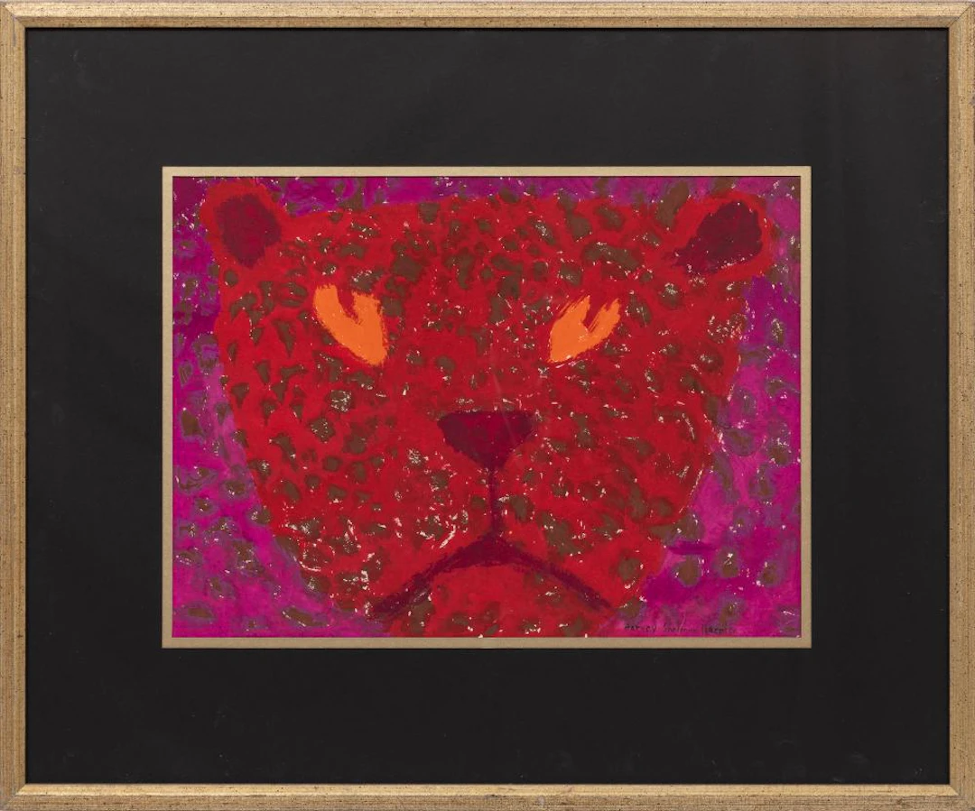 Harvey Sherman Harris, The Red Leopard, c. 1965, acrylic on paper
