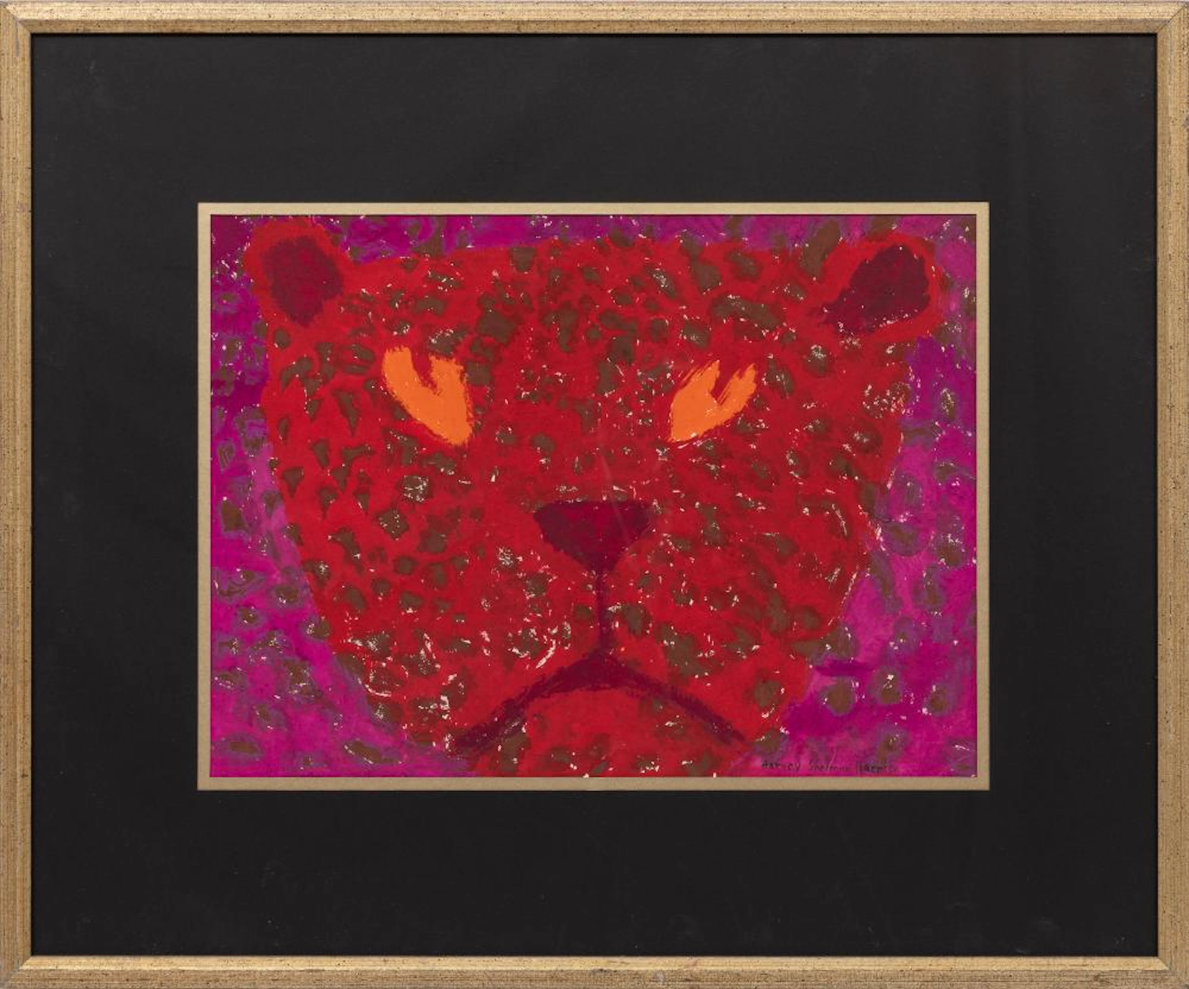 Harvey Sherman Harris, The Red Leopard, c. 1965, acrylic on paper
