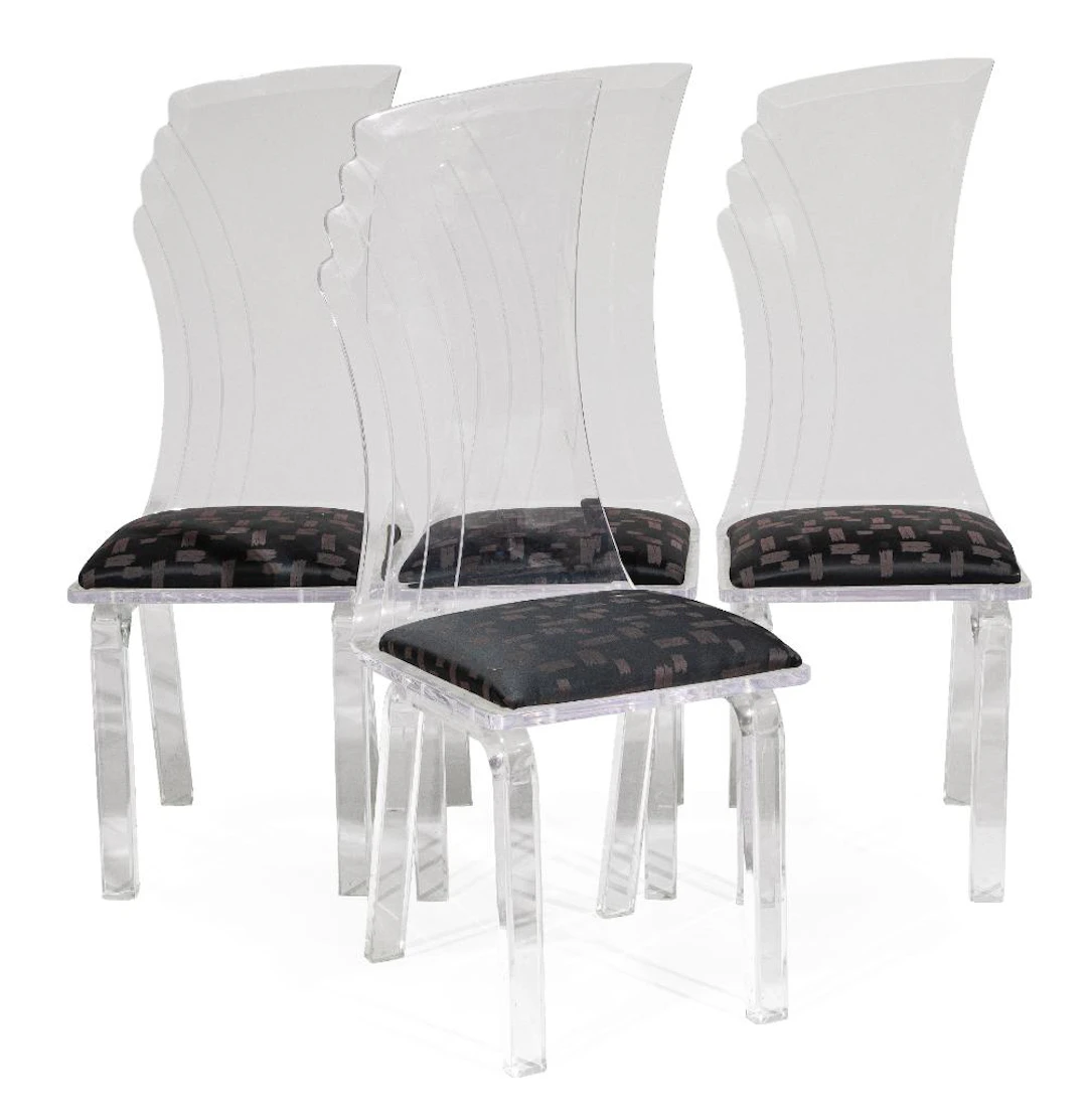 Four Art Deco-Style Lucite Chairs