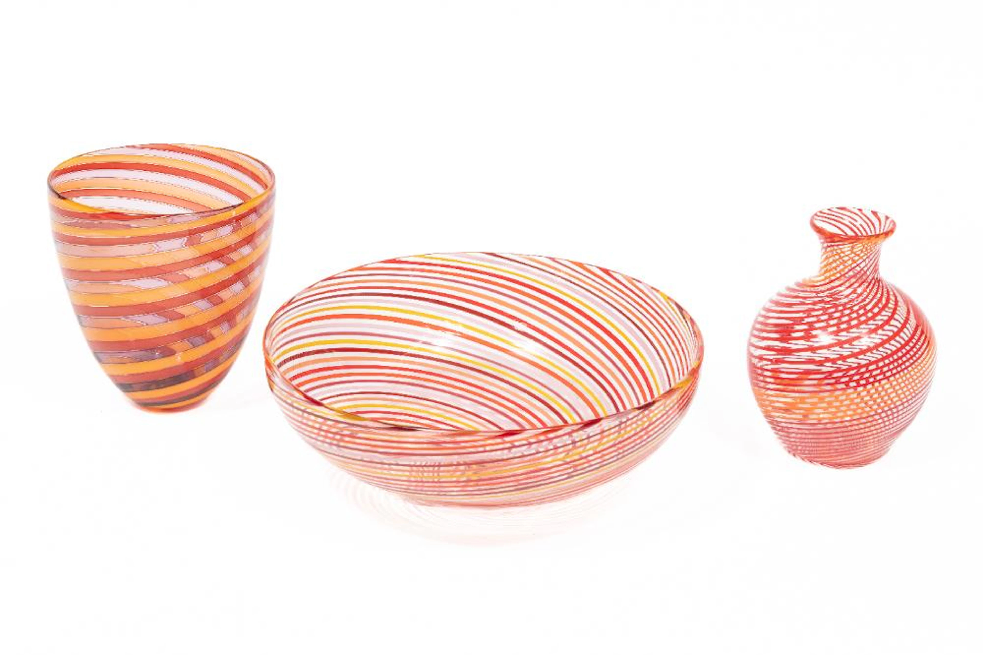 Three Art Glass Vessels