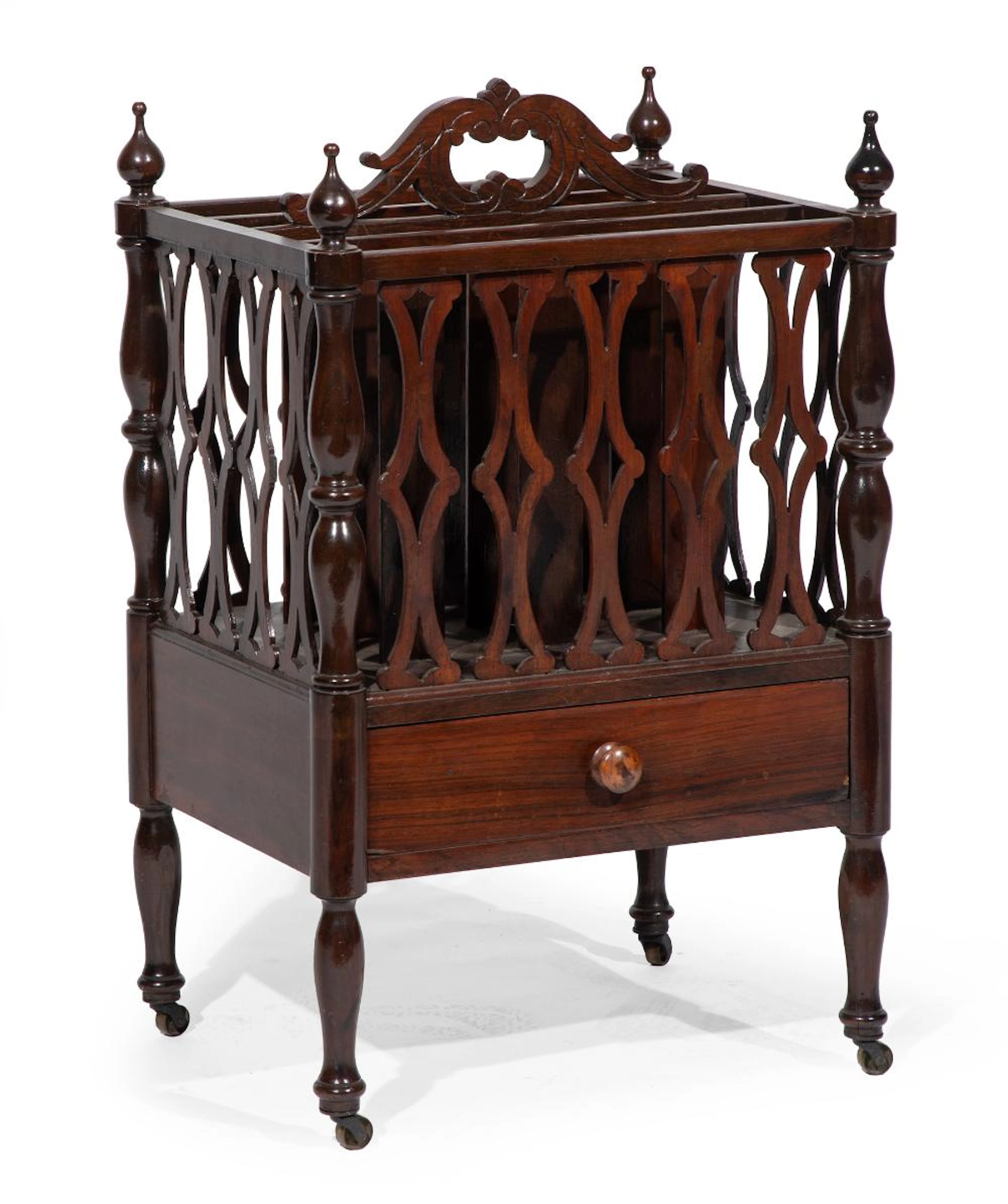 American Carved Rosewood Canterbury