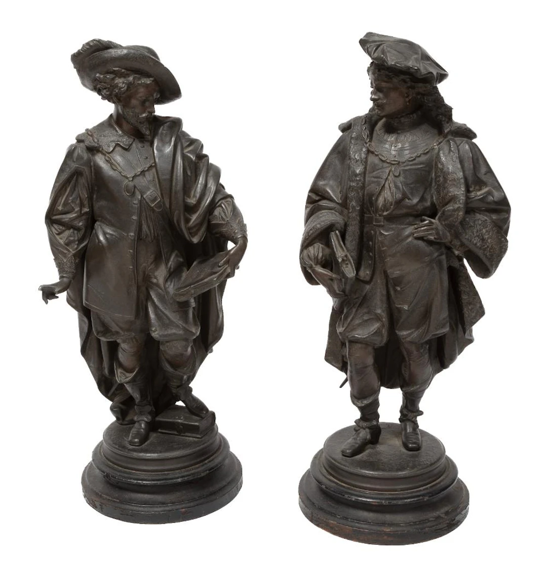 Pair of Patinated Metal Noblemen
