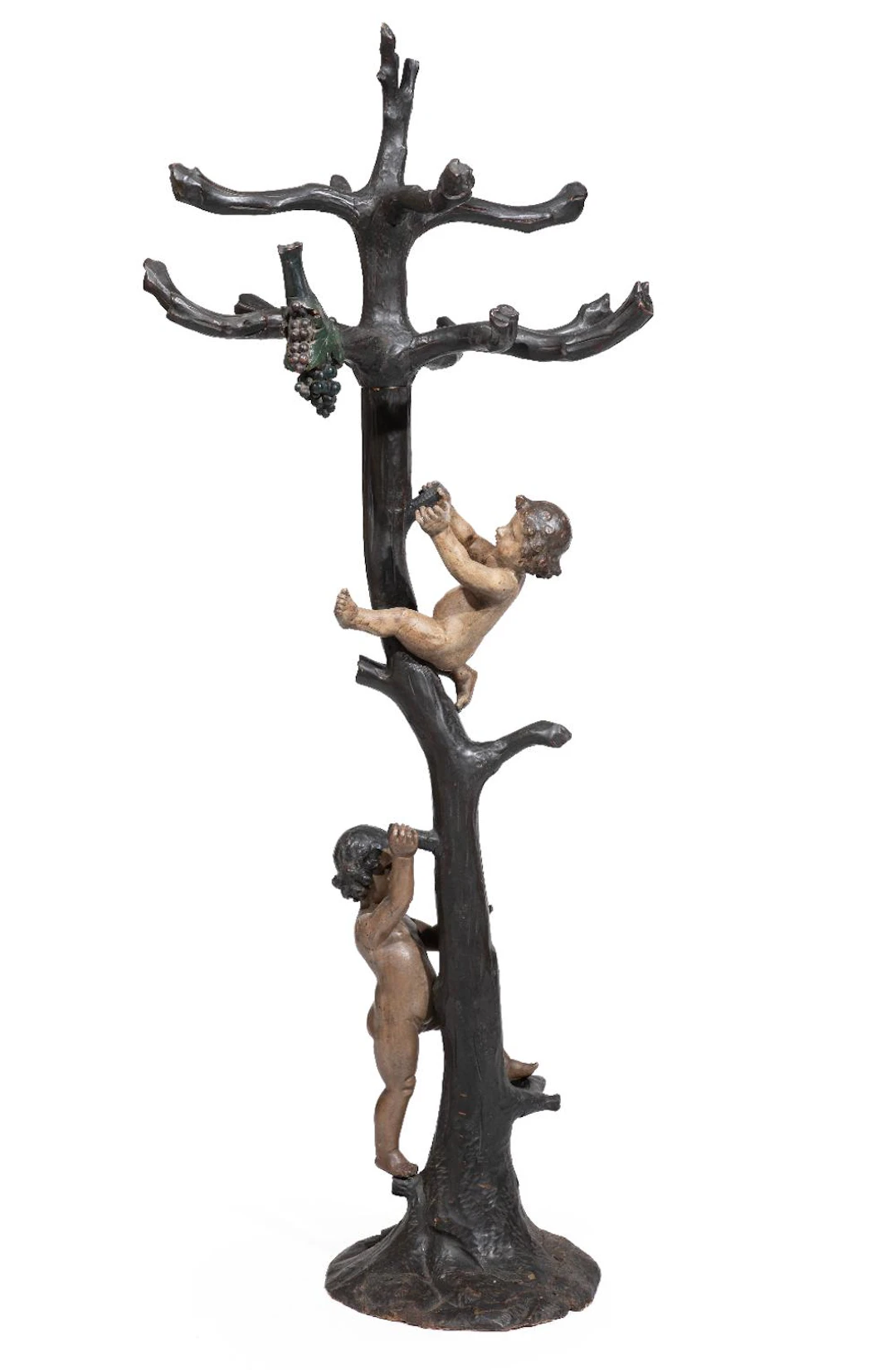 Continental Carved and Polychrome Hall Tree