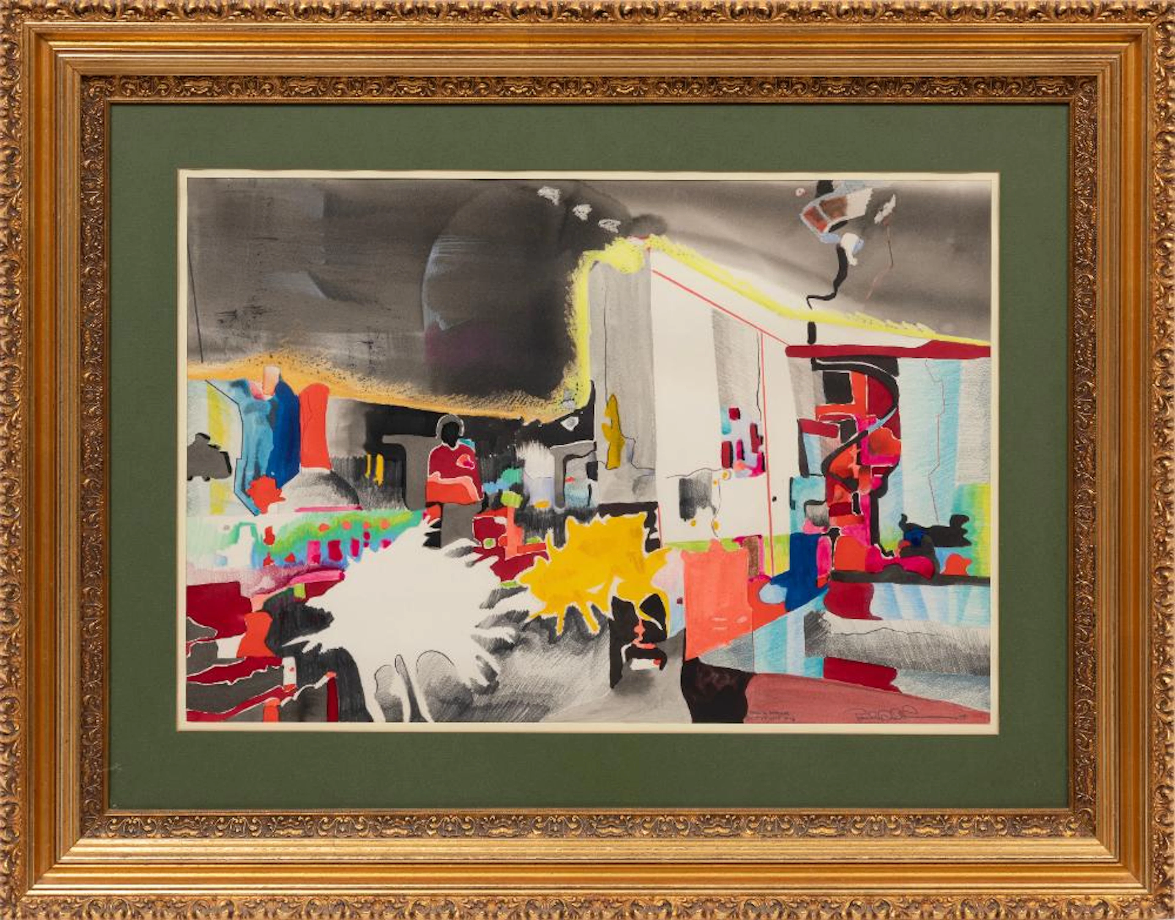 Paul Arthur Dufour, Kite in a Stairwell, color pencil and mixed media on board