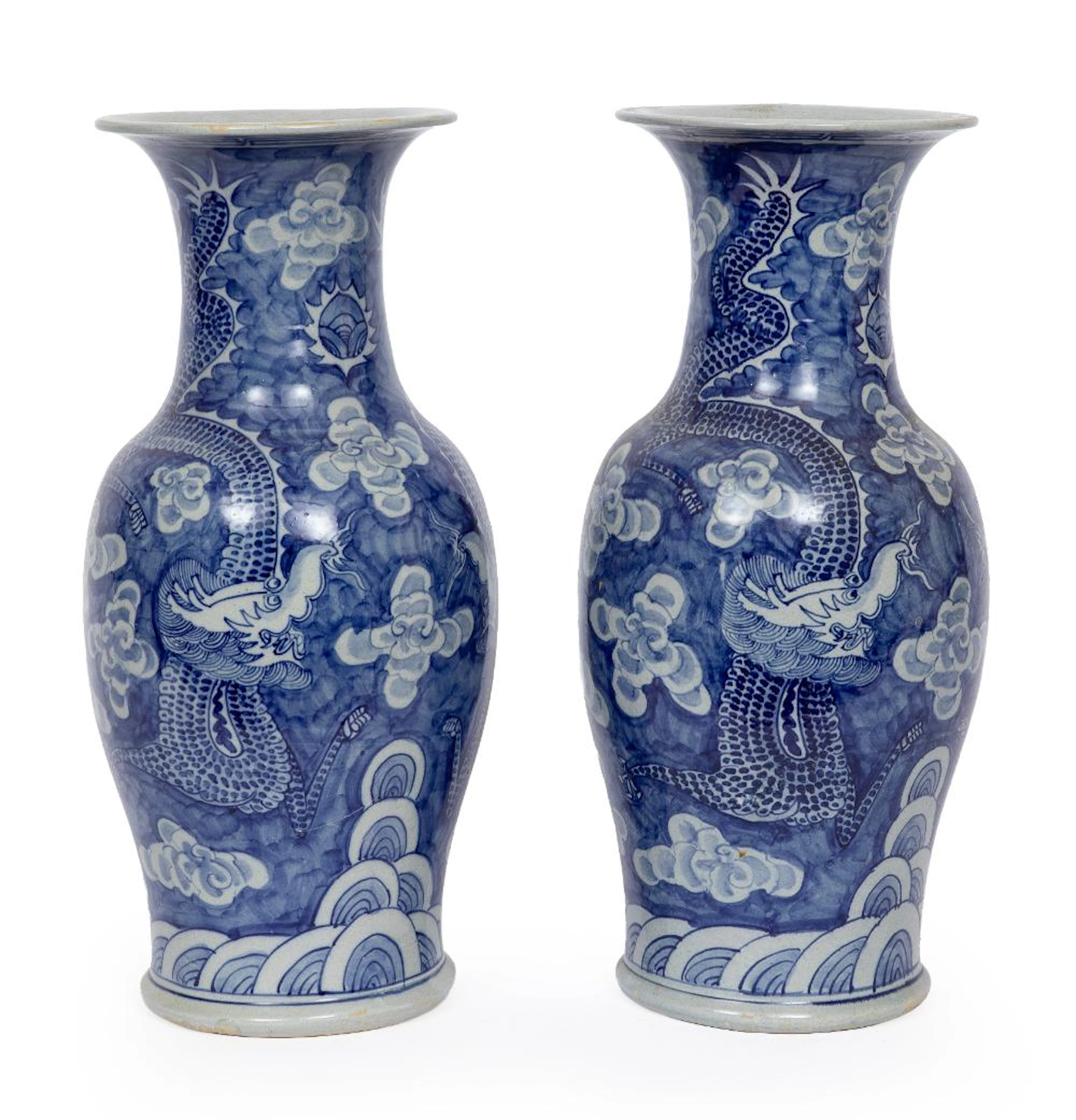 Pair of Chinese Blue and White Porcelain Vases