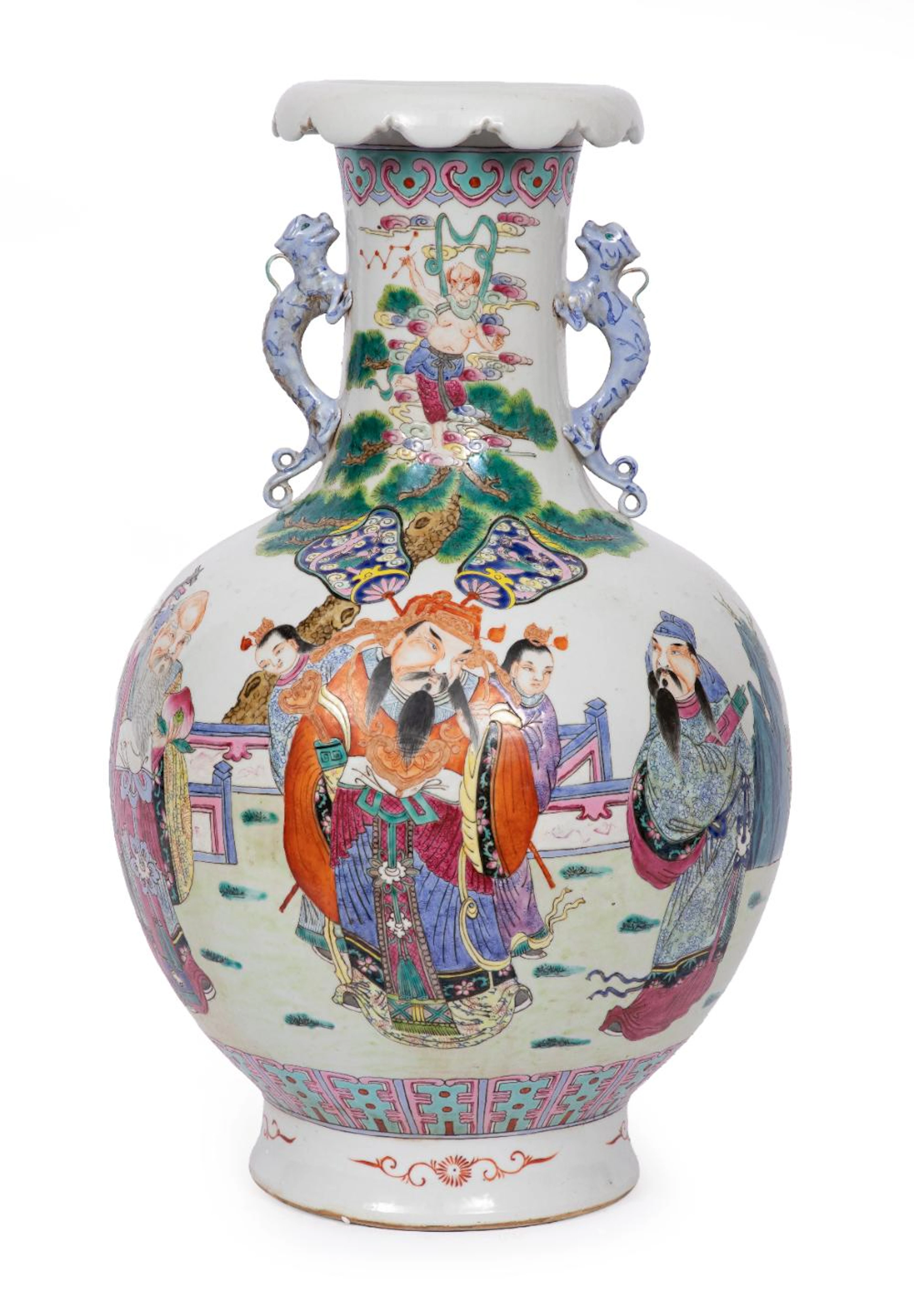 Large Chinese Famille Rose Porcelain Bottle Vase