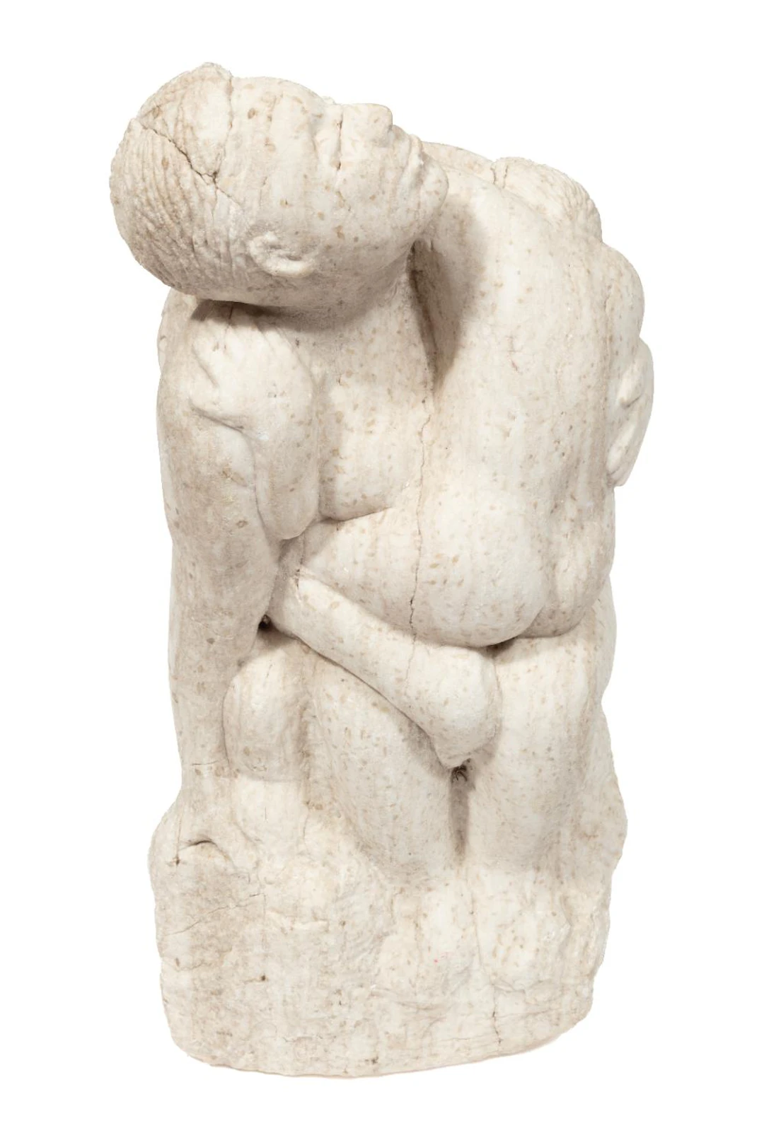 Carved Stone Figure of Man, Woman and Child