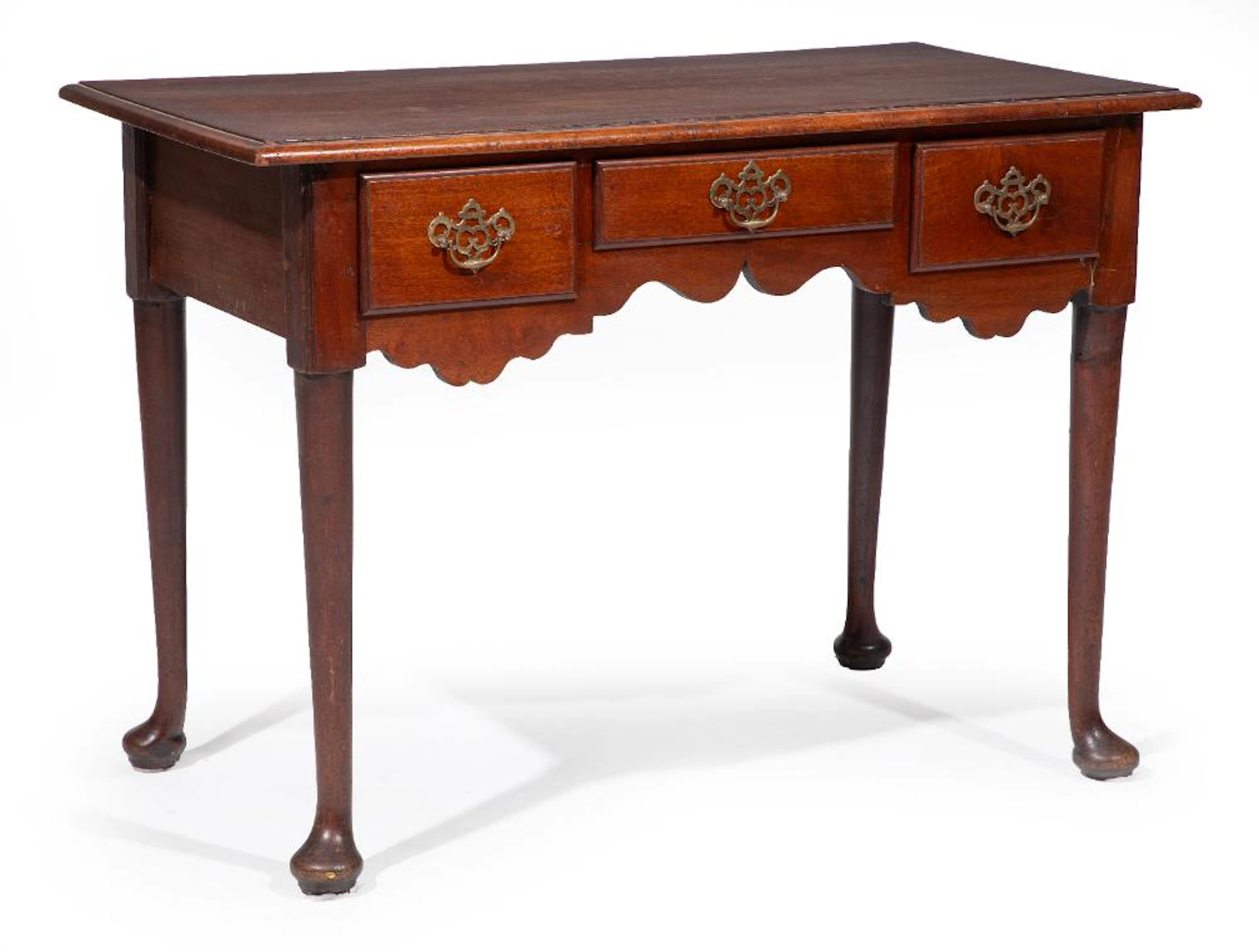 Queen-Anne-Style Carved Mahogany Dressing Table