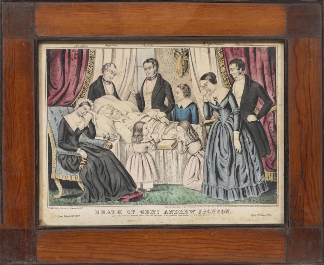 James S. Baillie, Death of General Andrew Jackson, hand-colored lithograph