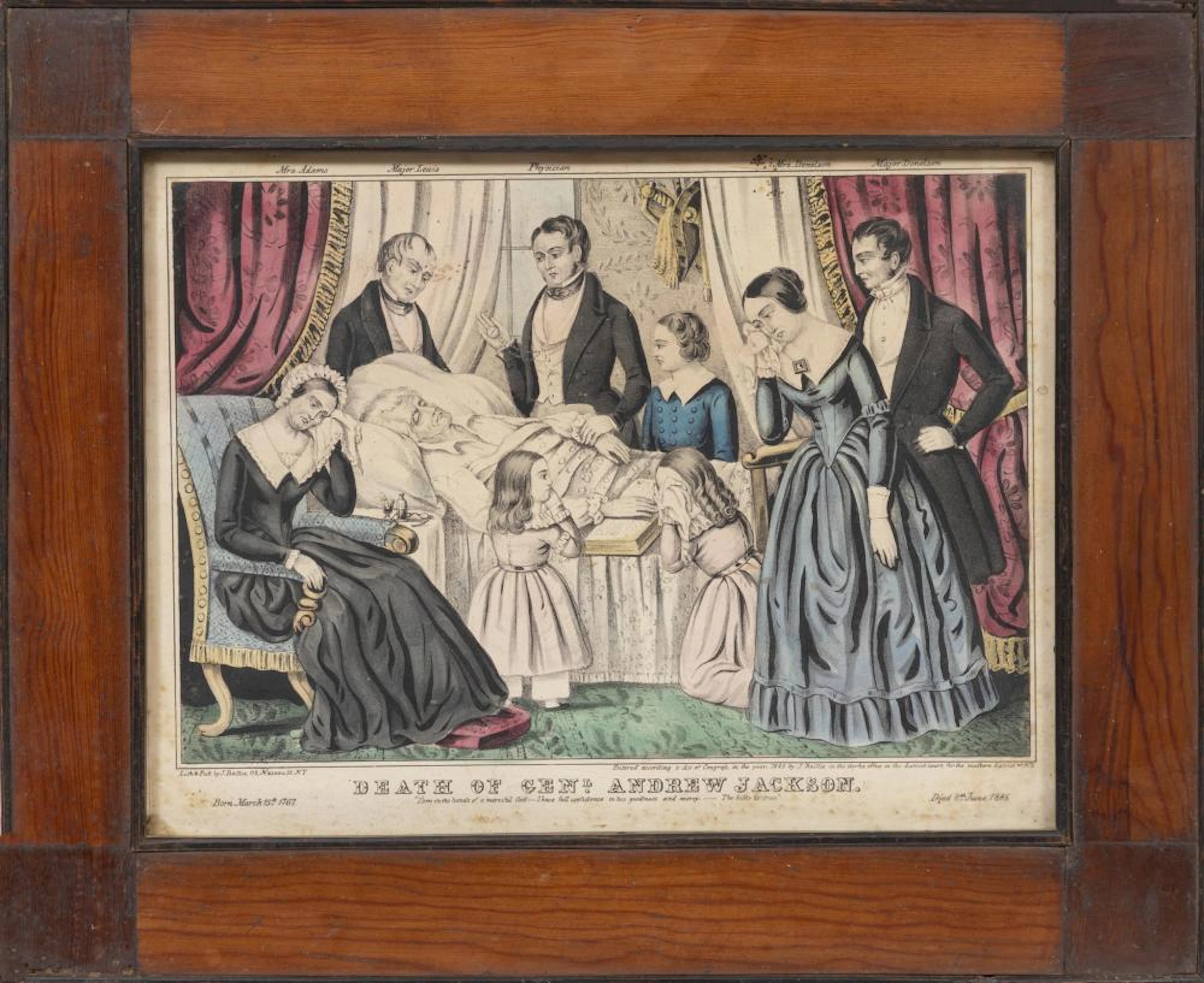 James S. Baillie, Death of General Andrew Jackson, hand-colored lithograph