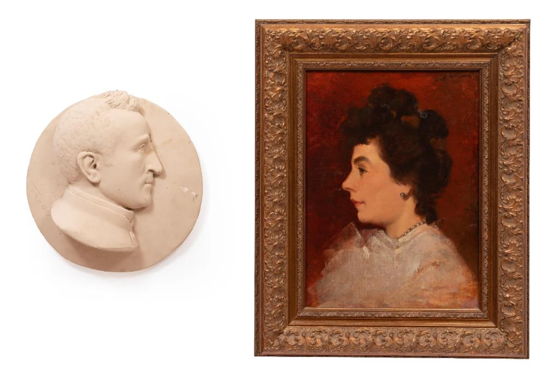 Twentieth Century French School Portrait of a Woman with Plaster Relief