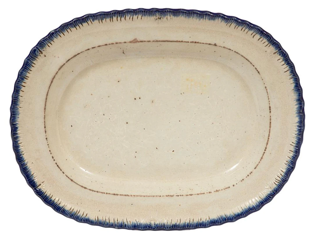 Leeds Porcelain Blue Feather Edge Oblong Platter