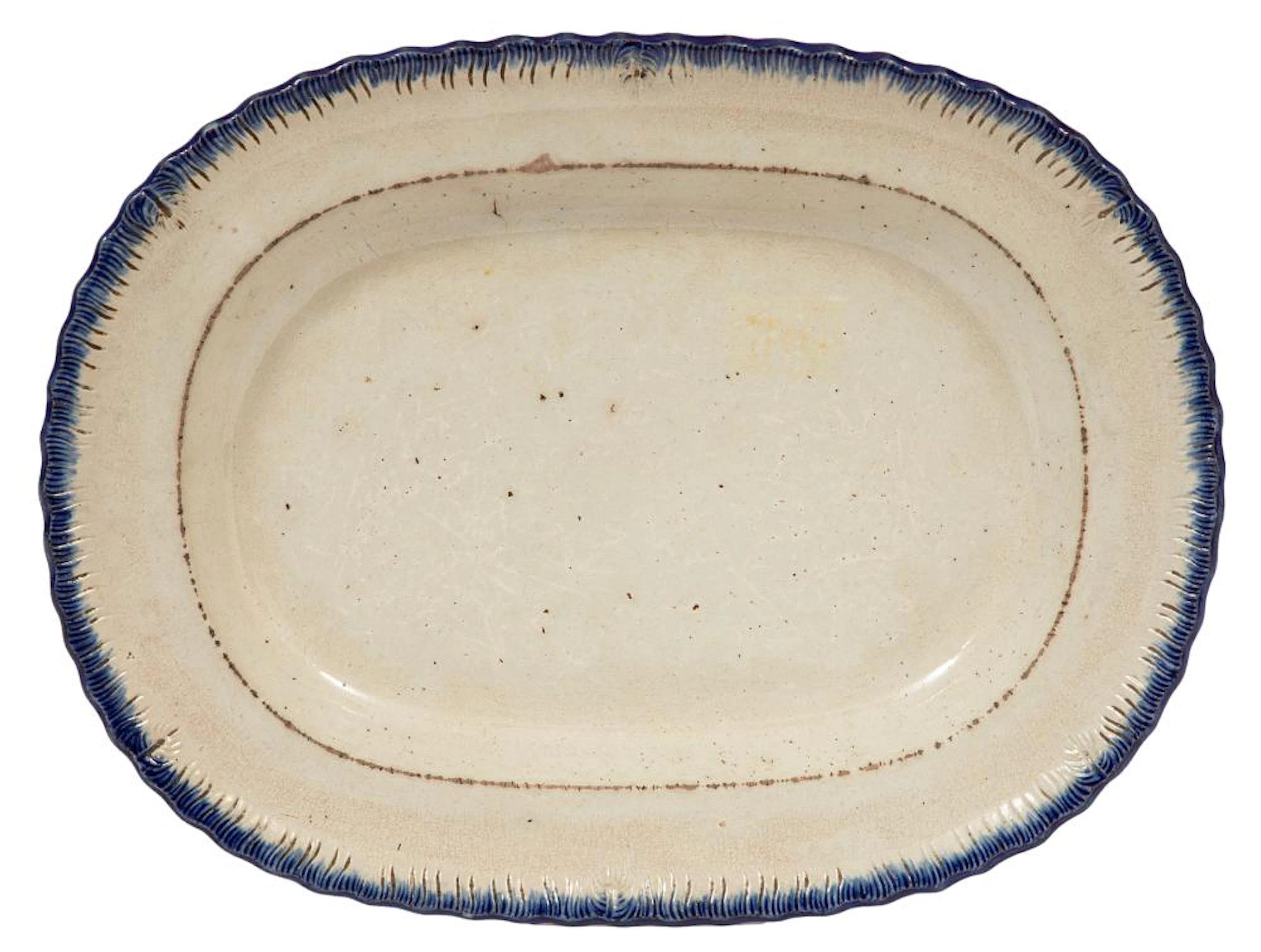 Leeds Porcelain Blue Feather Edge Oblong Platter