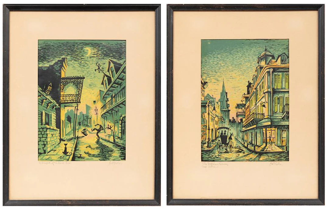 Two James A. Fisher Prints, The Napoleon House and A Knight of the Vieux Carre