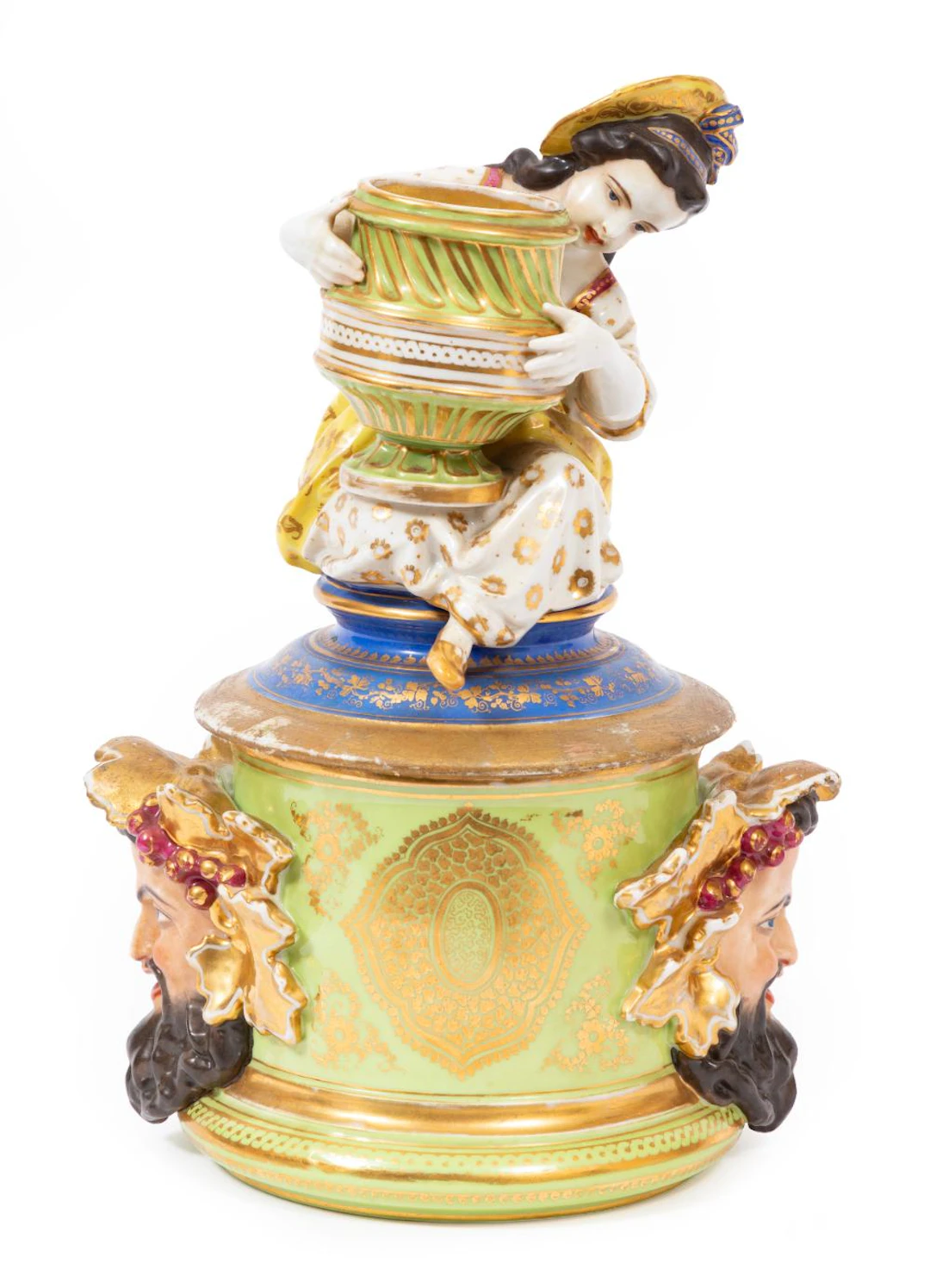 Vieux Paris Porcelain Polychrome and Gilt-Decorated Lidded Jar