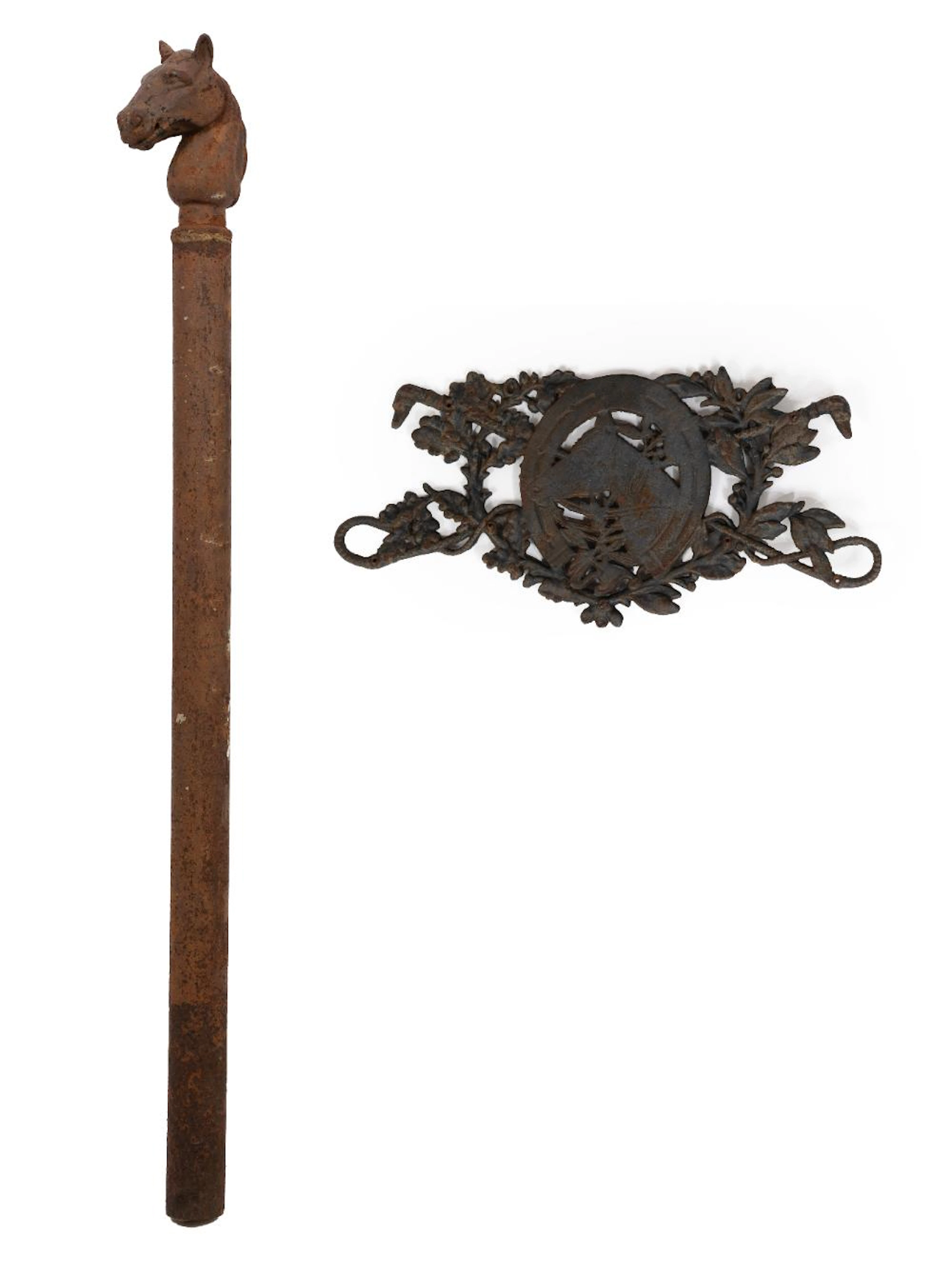 American Cast-Iron Hitching Post and Horse Plaque