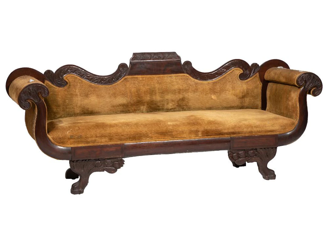 American Classical Carved Mahogany Settee