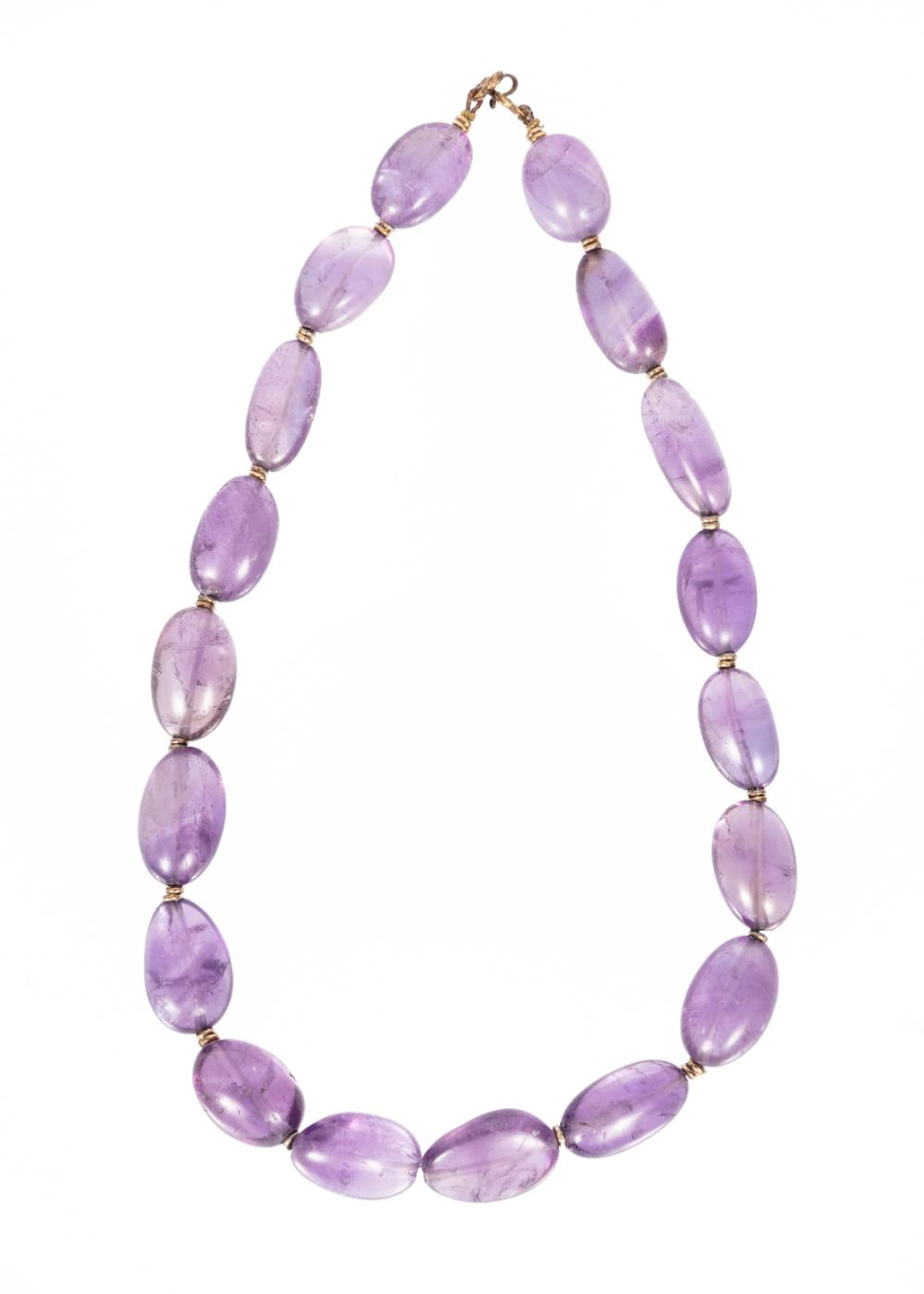 Polished Amethyst Bead Necklace