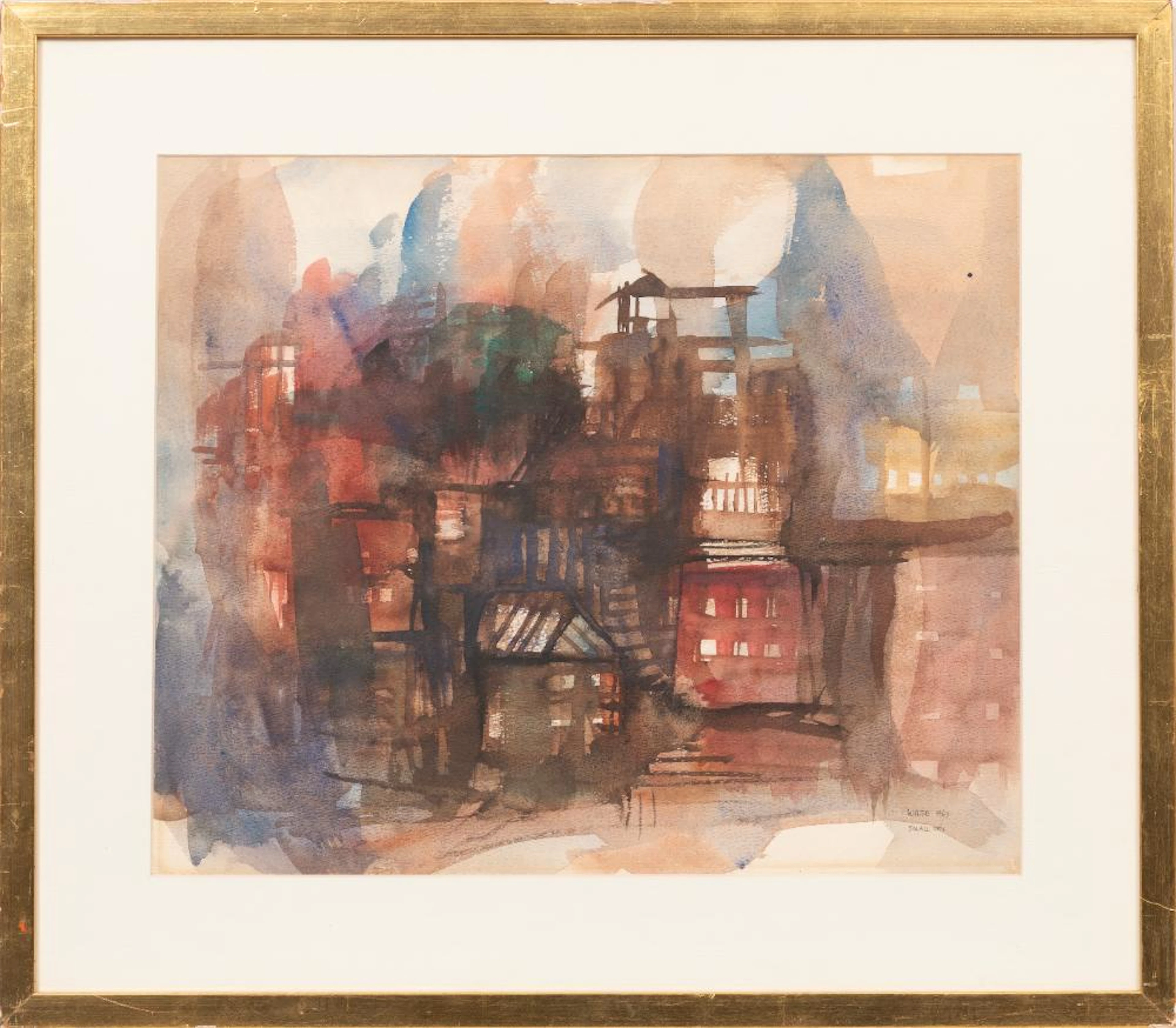 American School, 1963, Small City, watercolor on paper