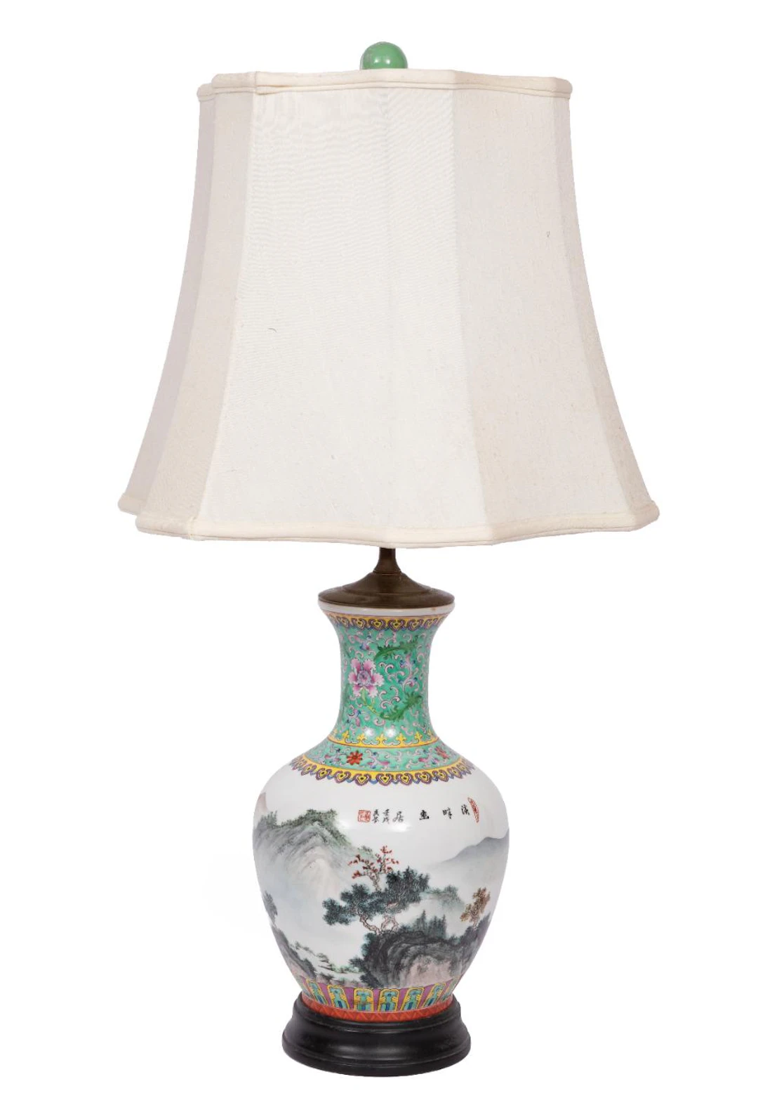 Chinese Porcelain Landscape Vase Lamp