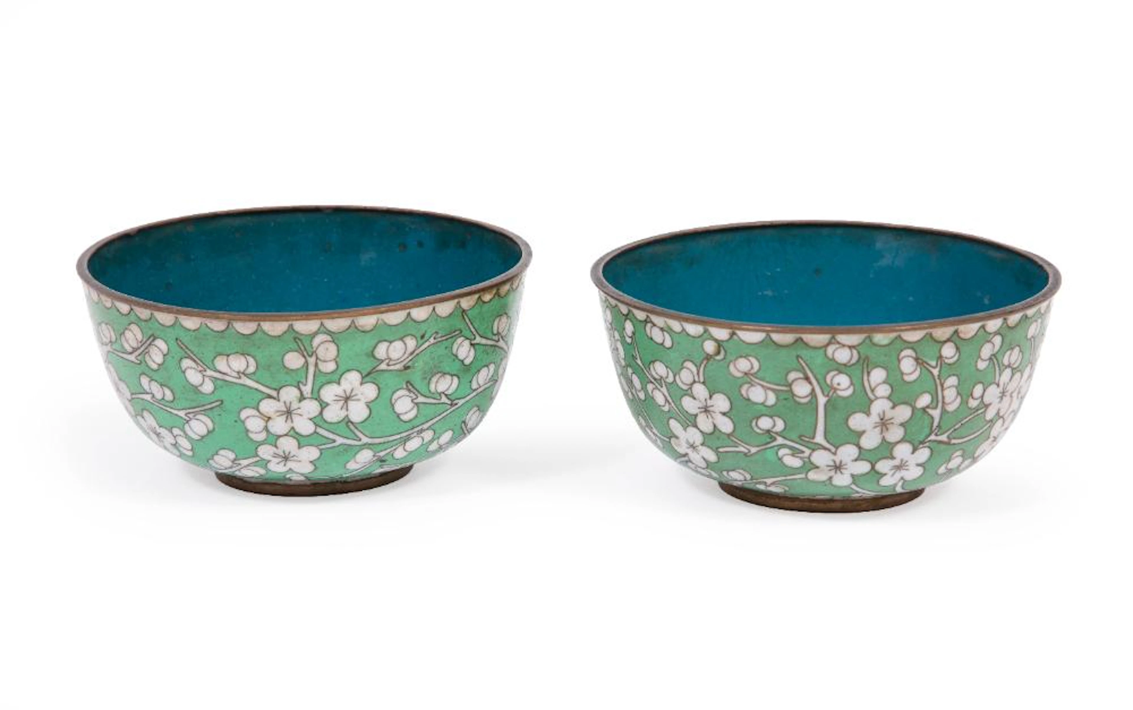 Pair of Chinese Cloisonné Enamel Bowls