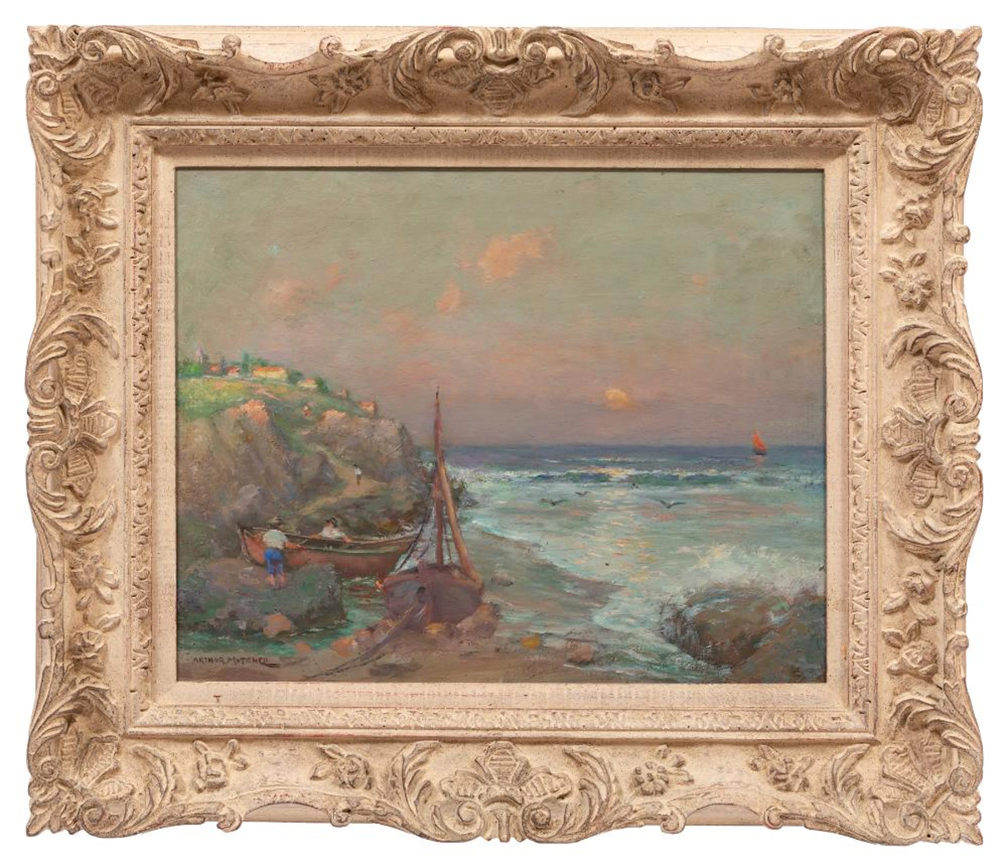 Arthur Mitchell, Seaside Sunset, oil on panel