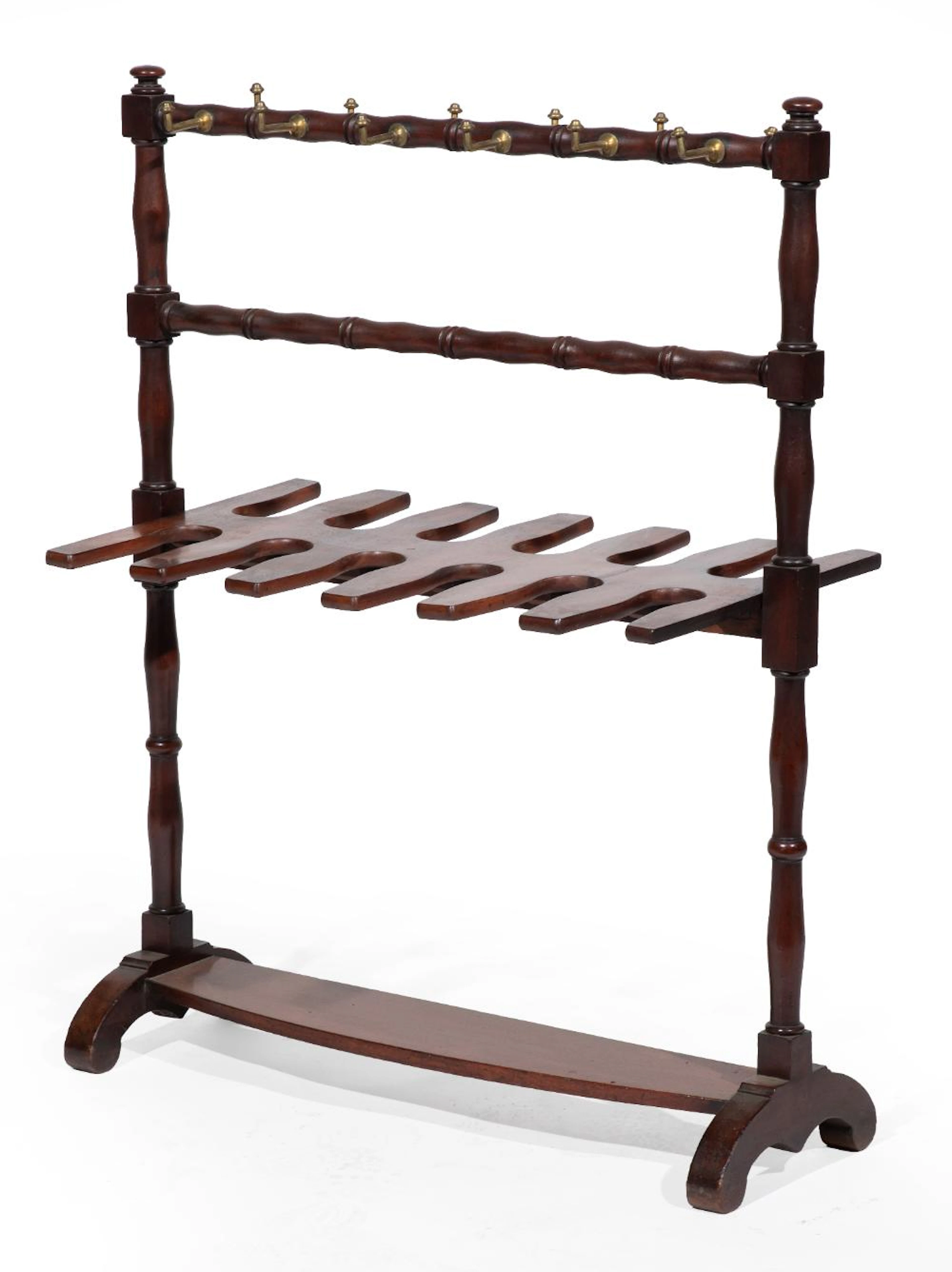 American Faux Bamboo Stained Cherrywood Tack and Boot Stand