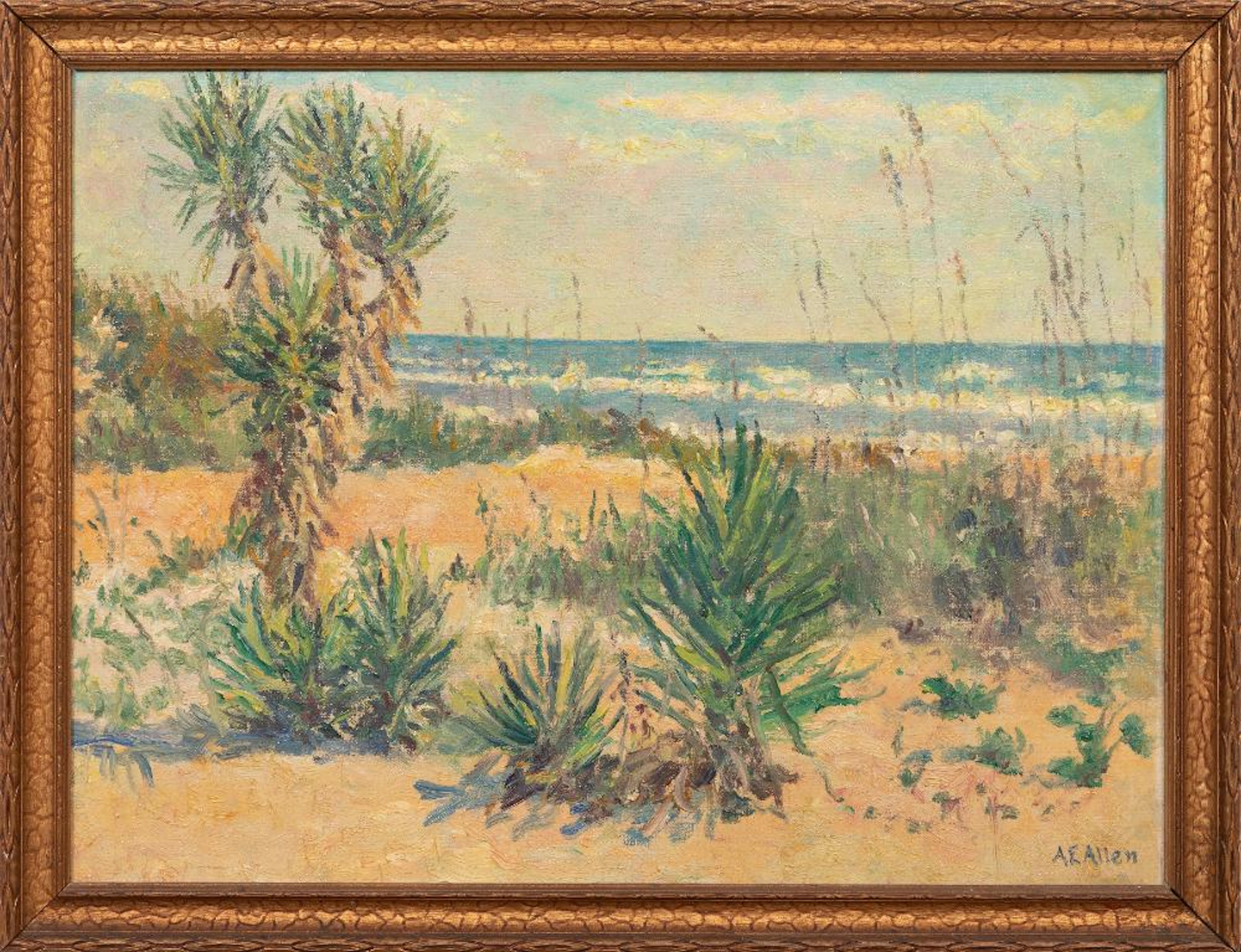 Anna Elizabeth Allen, Coronado Beach - New Smyrna, Florida, oil on canvas board
