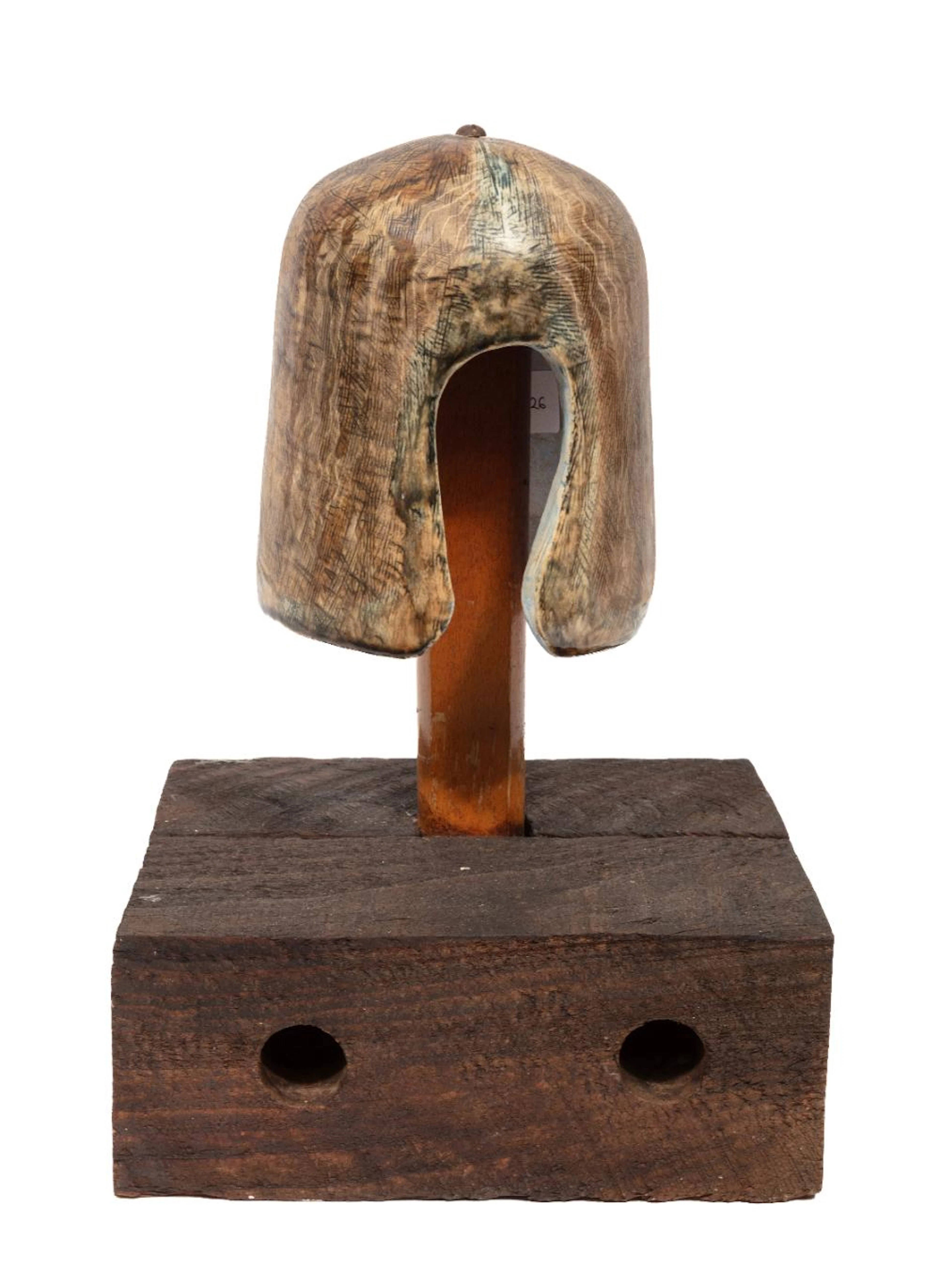 Louisiana School, 20th c., Untitled: Helmet, mixed media sculpture