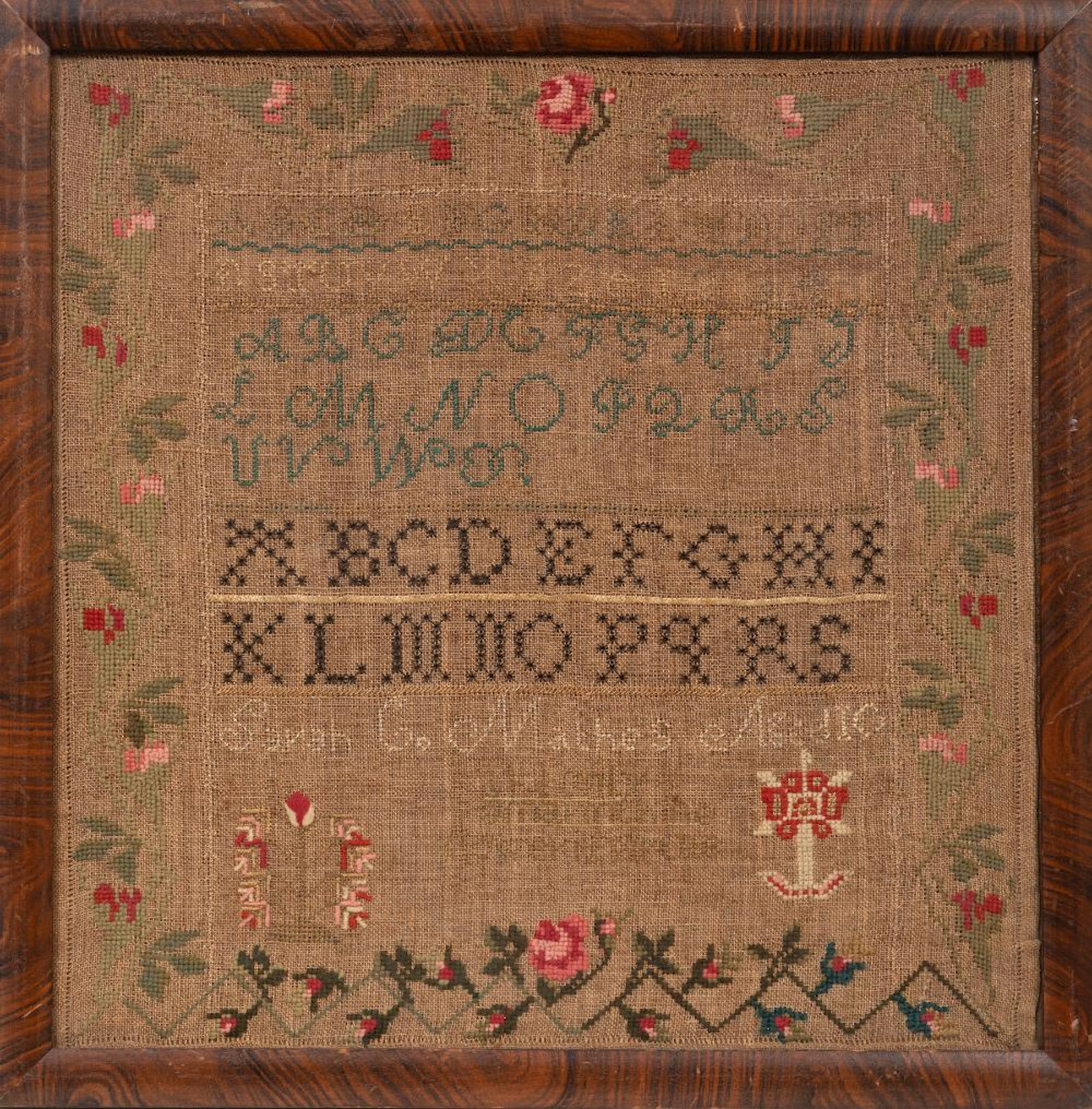 Antique American School Girl Sampler