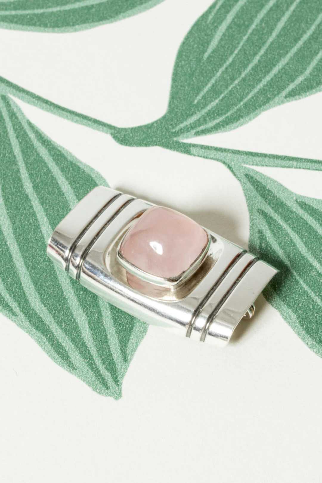 Silver and rose quartz brooch by Elis Kauppi
