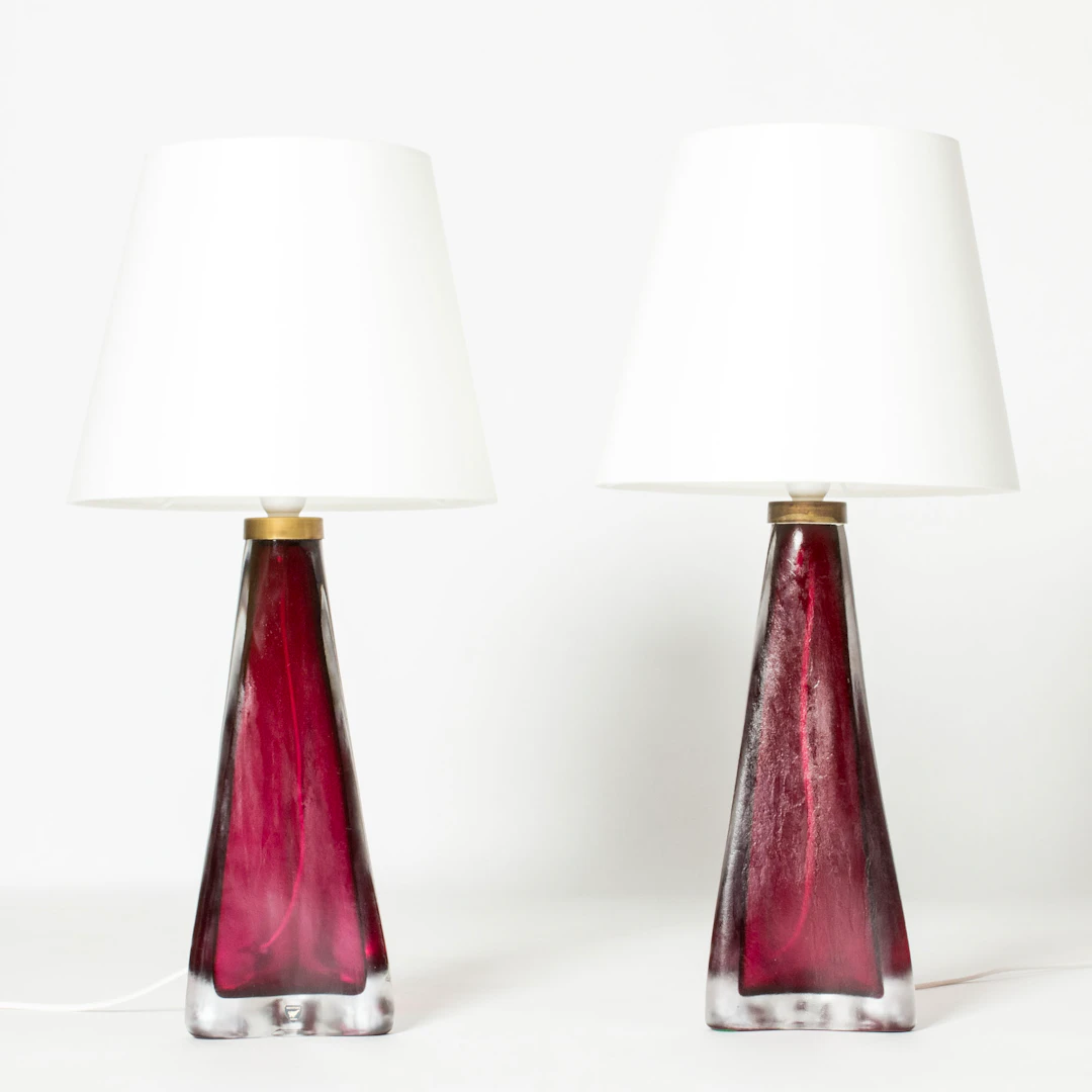 Pair of glass table lamps by Carl Fagerlund