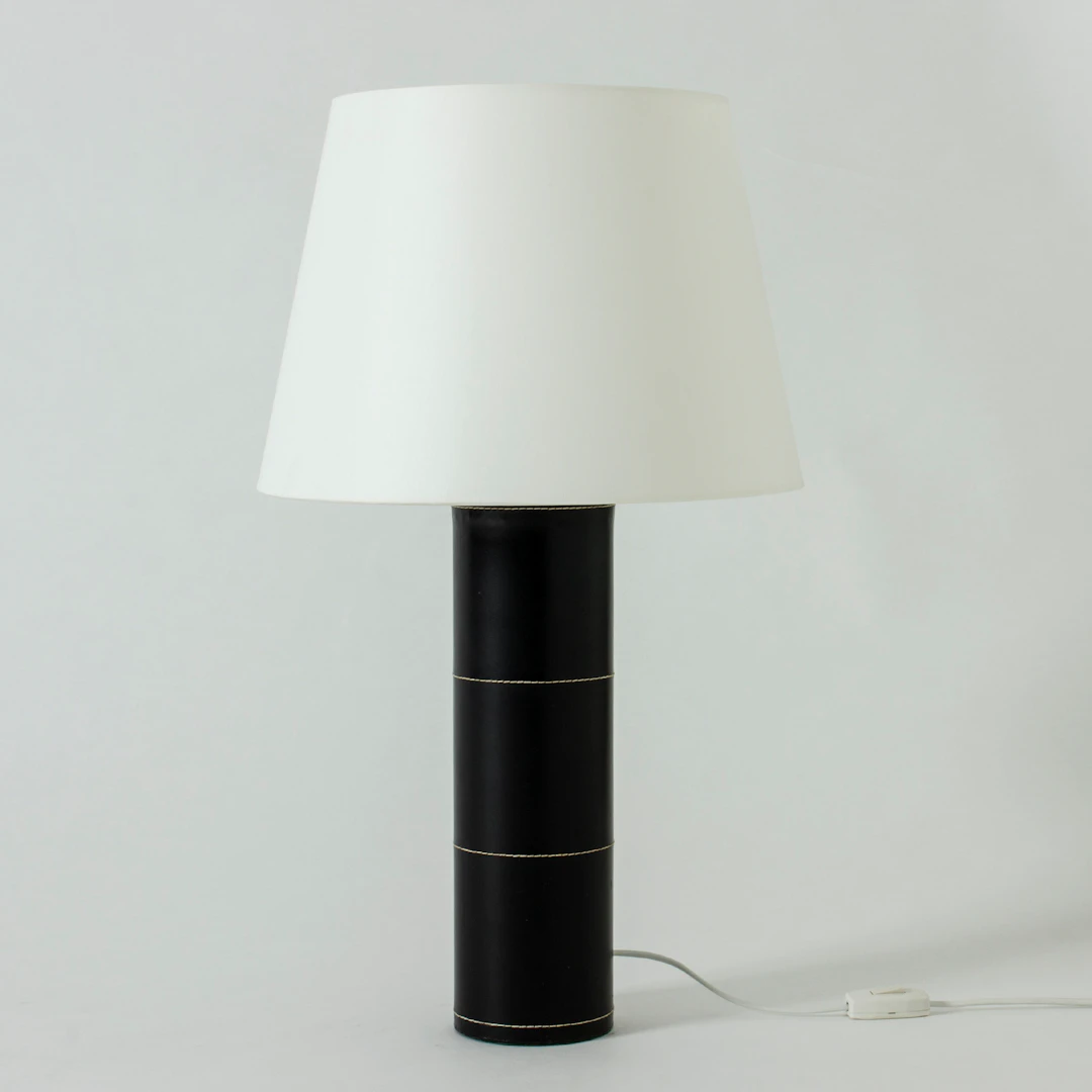 Leather base table lamp from Bergboms