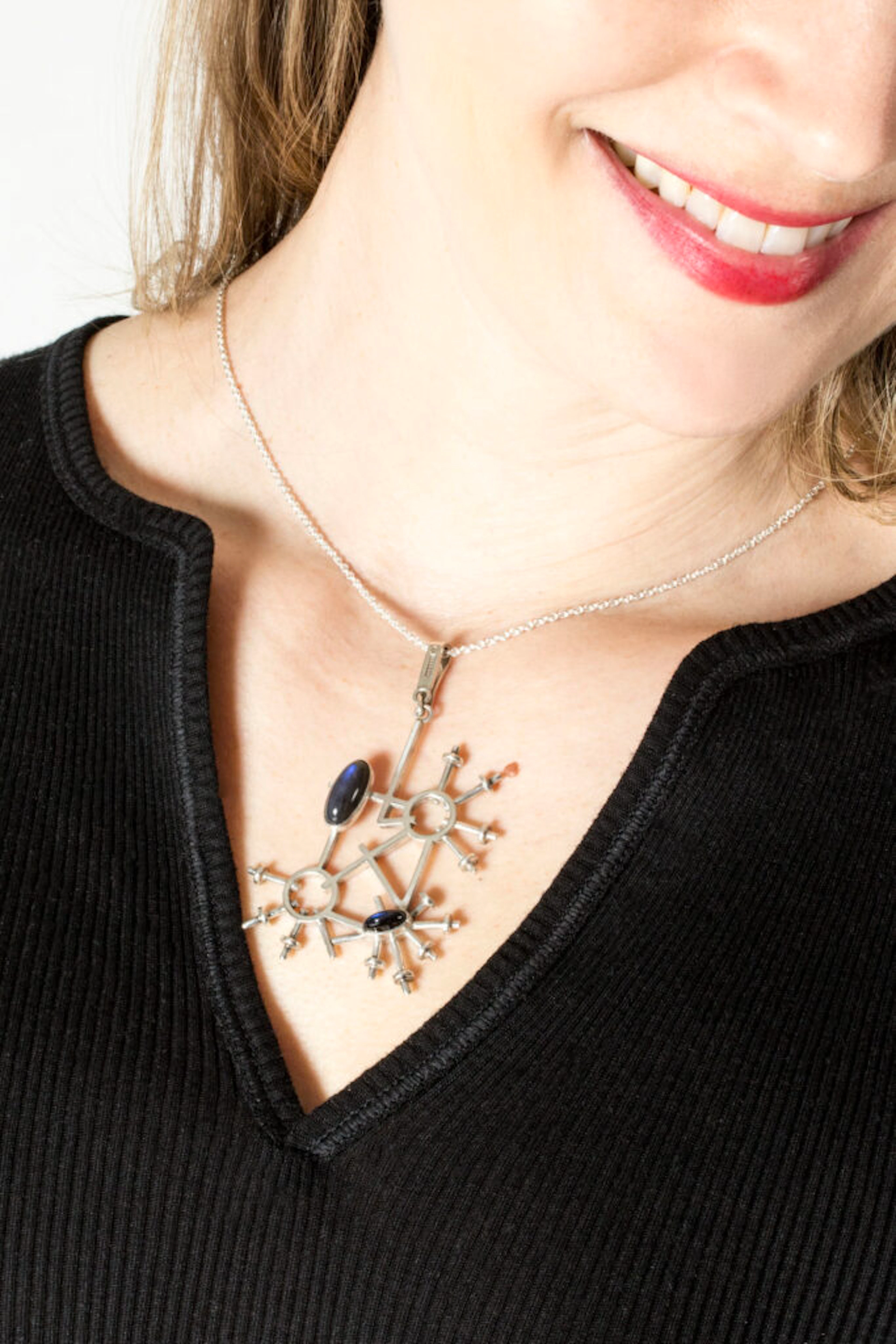 Silver and spectrolite pendant by Claës Giertta