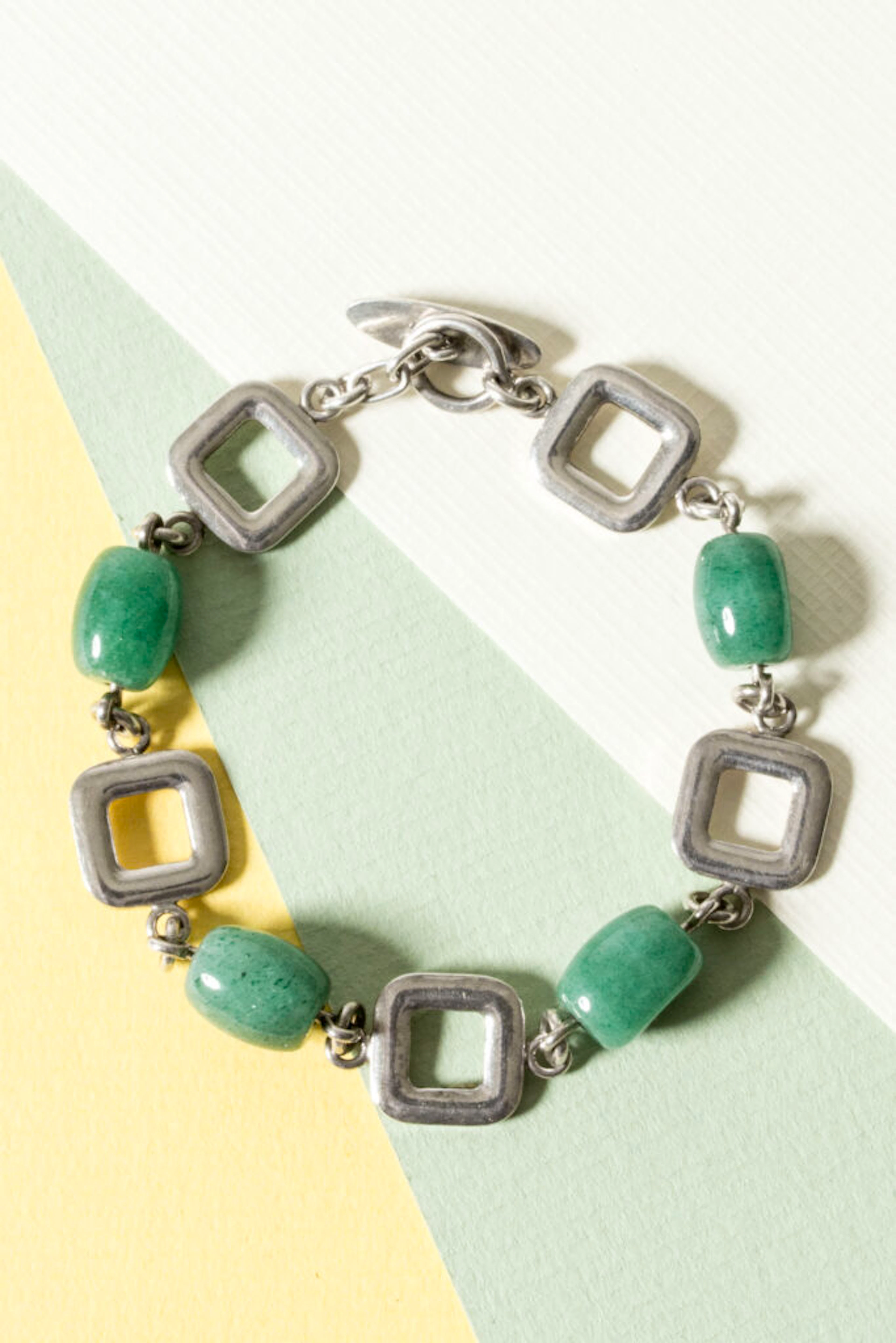 Silver and aventurine bracelet by Arvo Saarela
