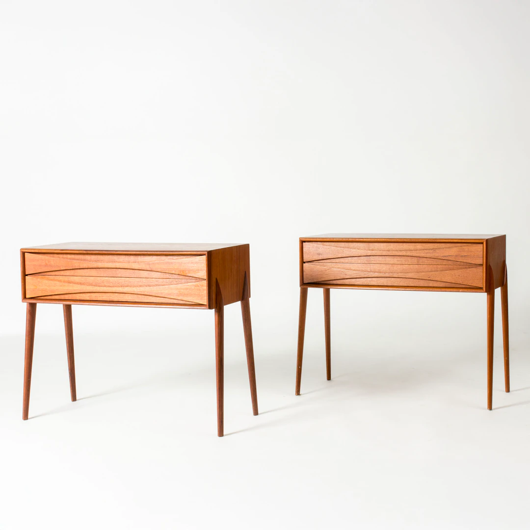 Modernist bedside tables from Firma Glas & Trä