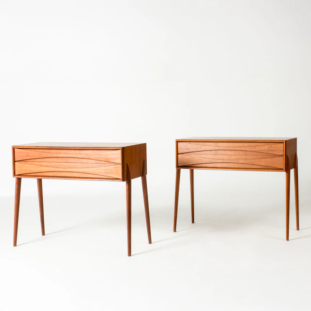 Modernist bedside tables from Firma Glas & Trä