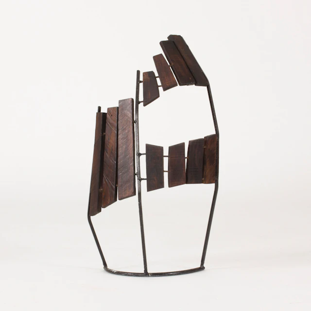 Wood and metal sculpture by Fred Leyman