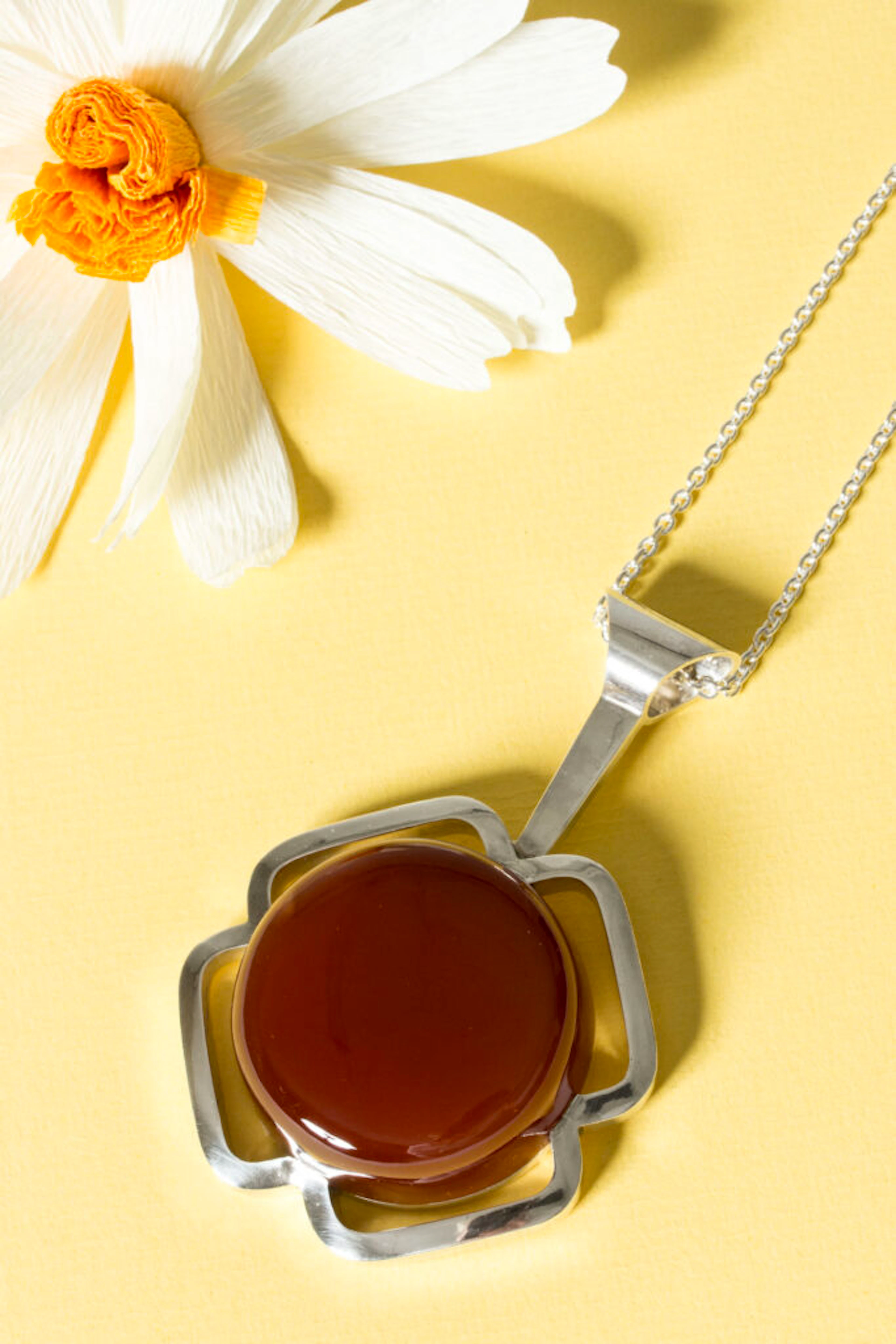 Silver and carnelian pendant by Karl-Ingemar Johansson