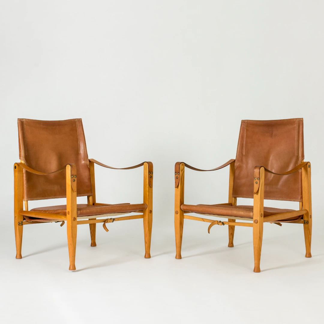 Pair of vintage “Safari” lounge chairs by Kaare Klint