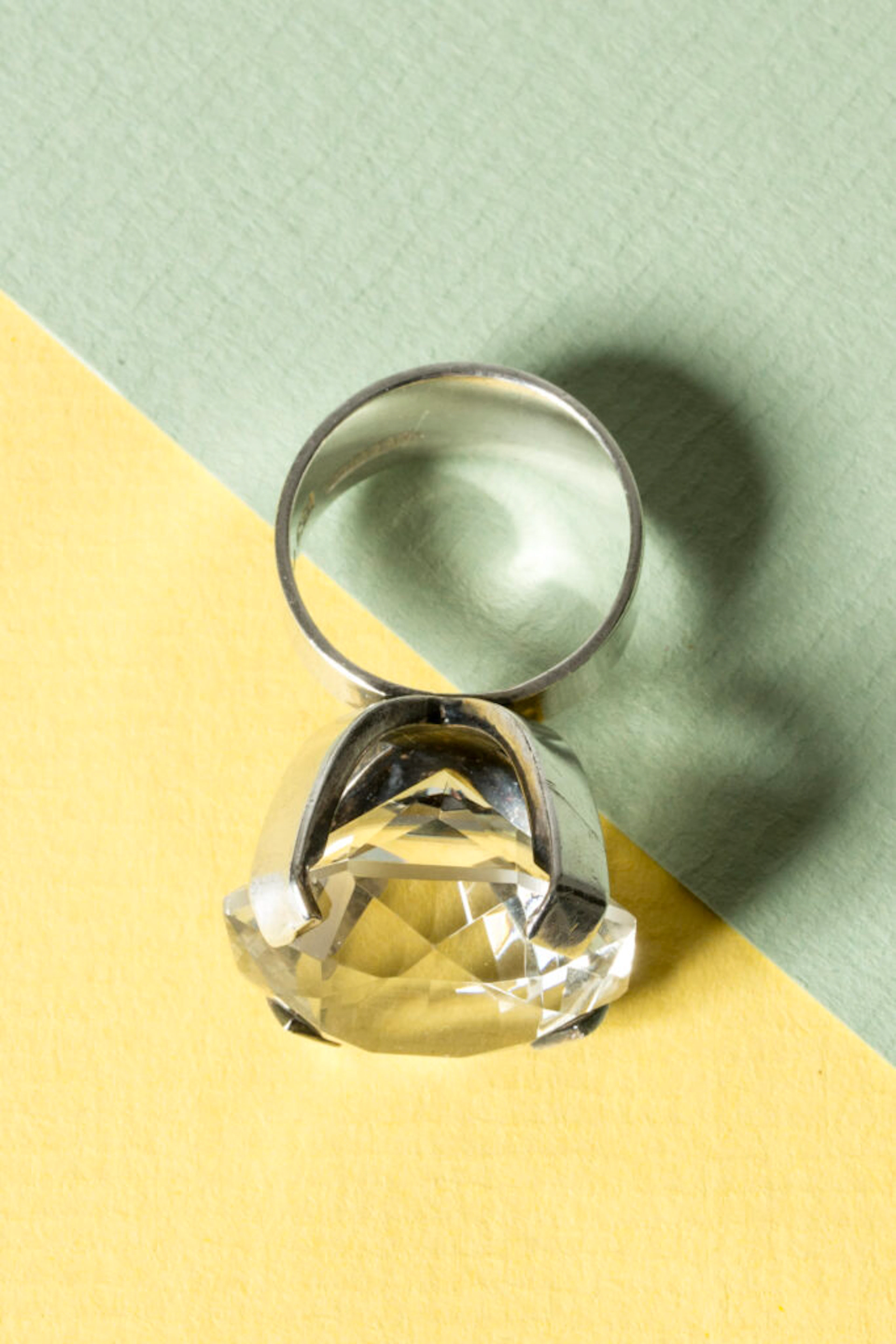 Silver and rock crystal ring by Waldemar Jonsson