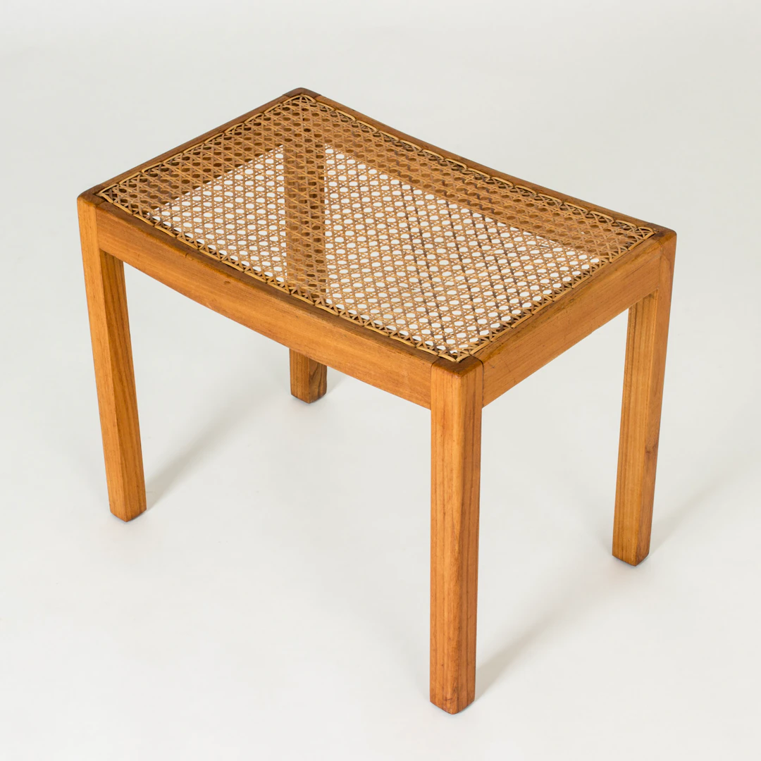 Midcentury Mahogany and Rattan stool