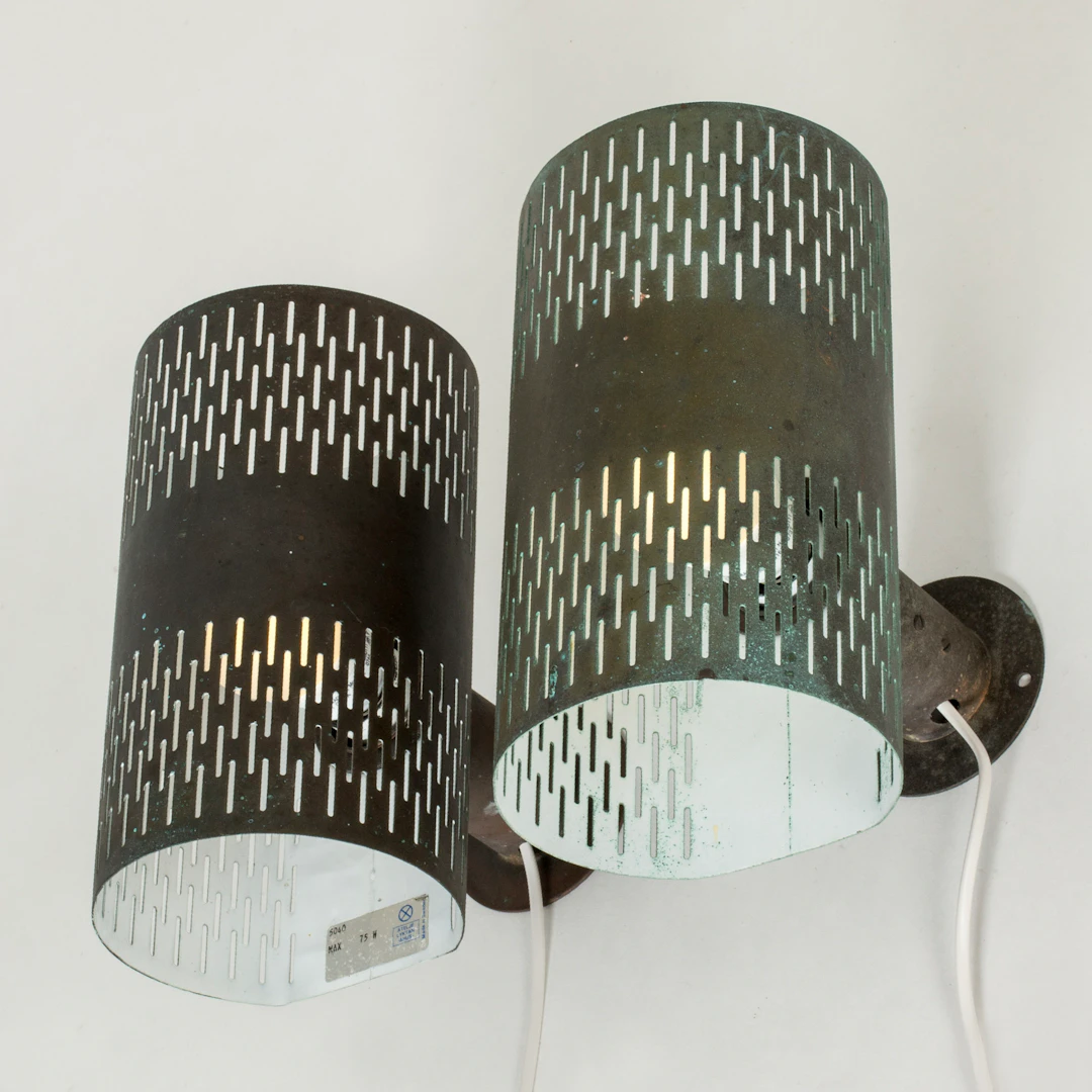 Modernist copper wall lights by Hans Bergström